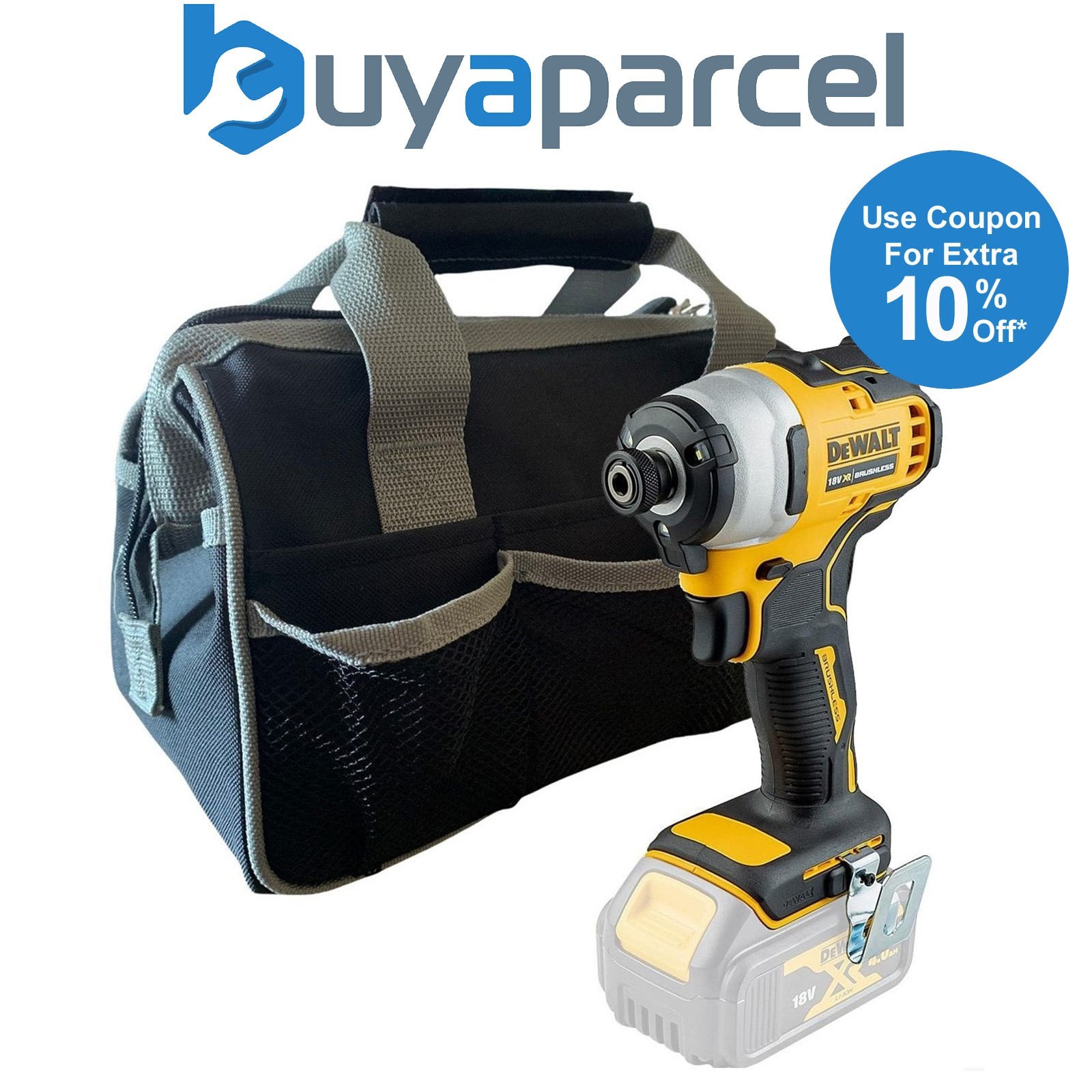 Dewalt DCF809N 18v XR Brushless Impact Driver Bare Tool + 12" Tool Bag