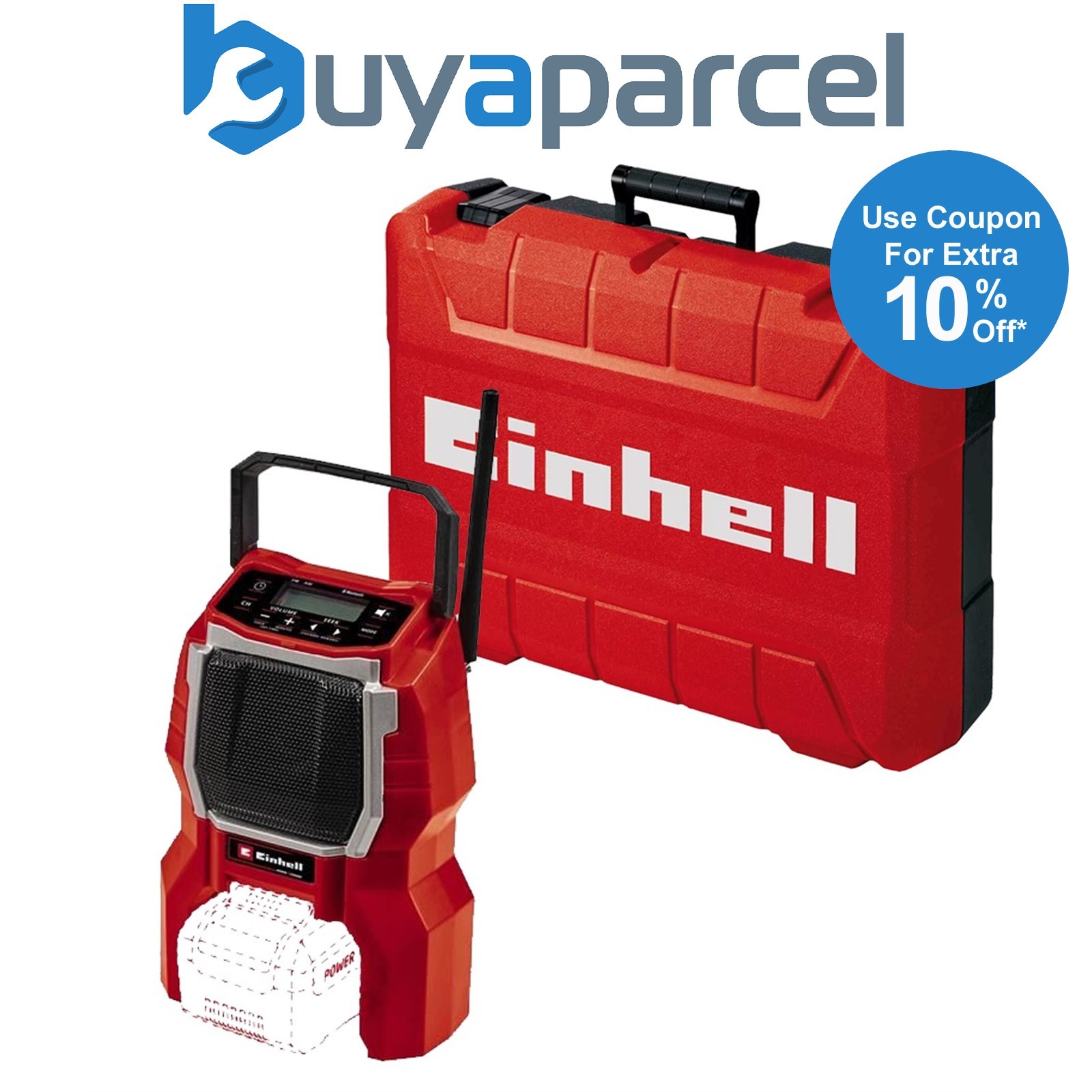 Einhell 18V Cordless Site Radio Bluetooth Speaker TC-SR 18 Li BT Audio + Case
