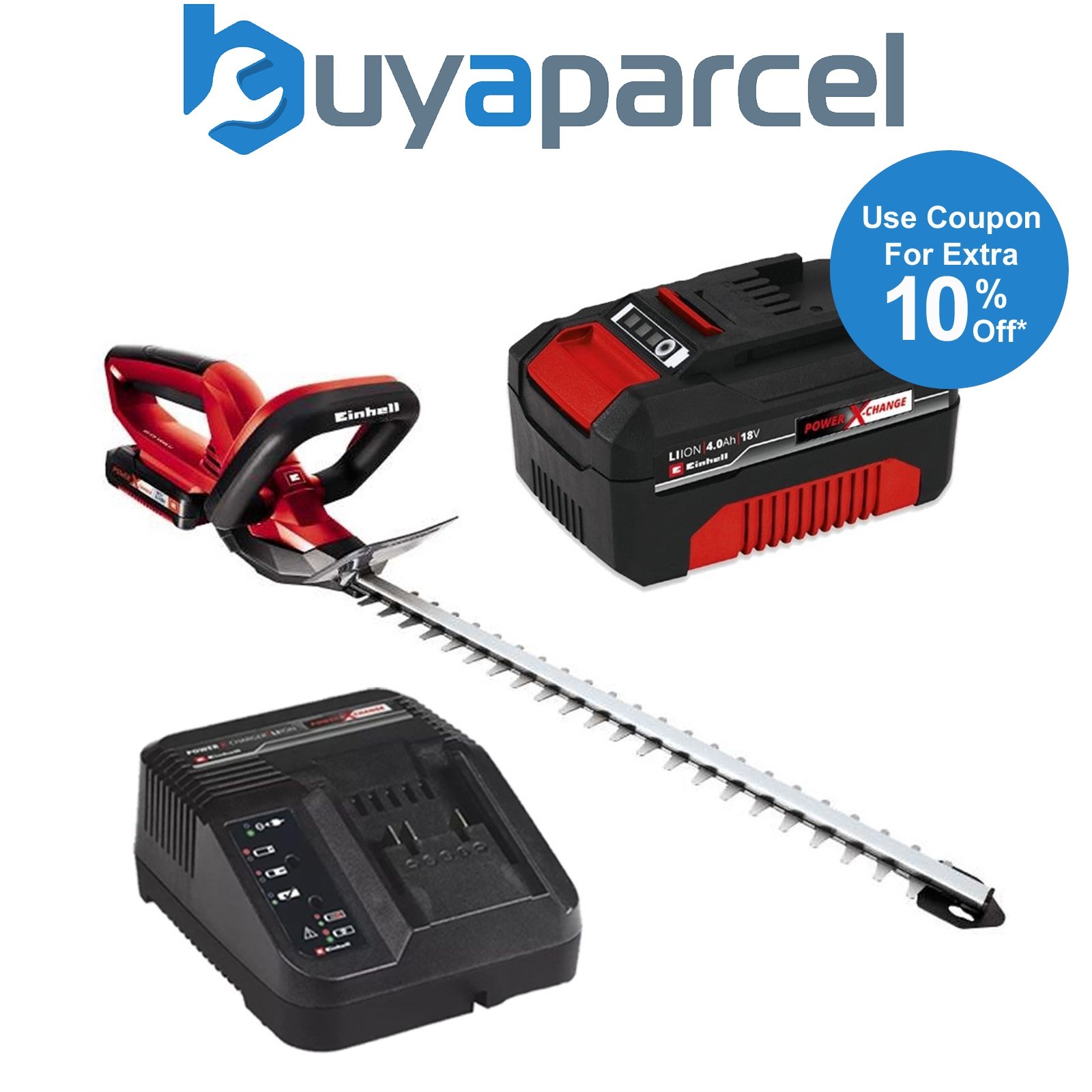 Einhell 18v PXC Cordless Hedge Trimmer Cutter 46cm + 1x 4Ah Battery + Charger