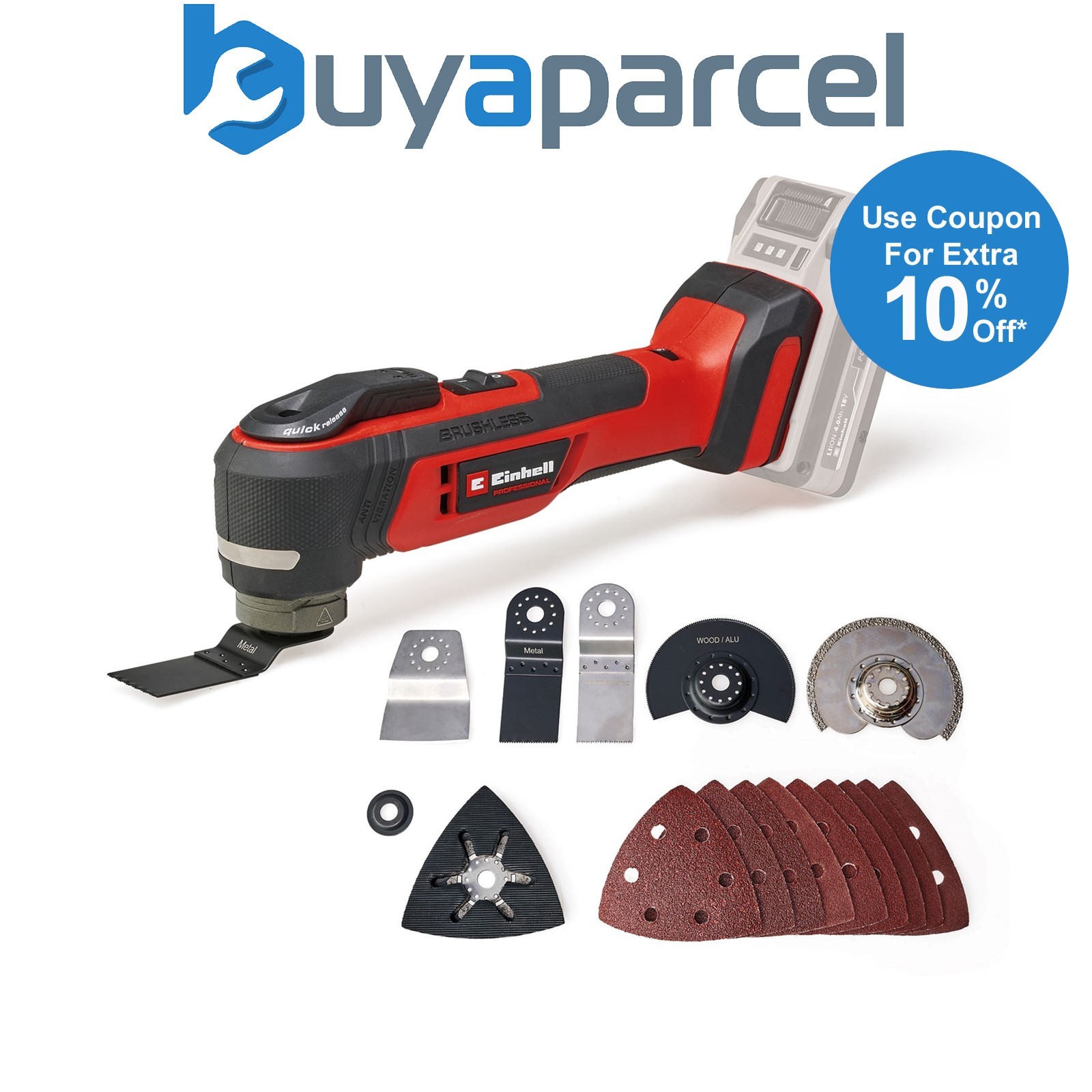 Einhell Professional 18v Cordless Brushless Multi Tool TP-MG 18 Li BL PXC + ACC