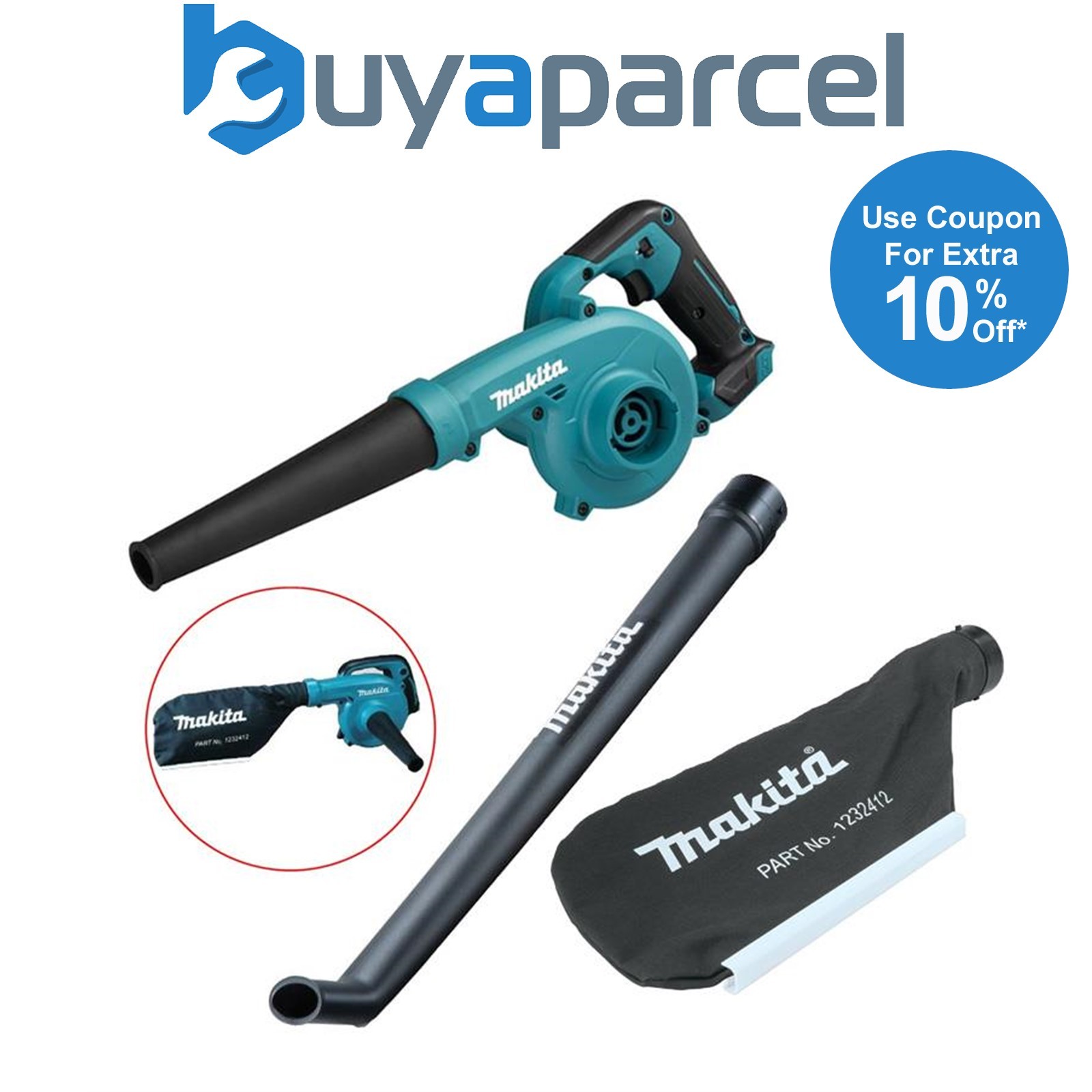 Makita UB100DZ 12v CXT Cordless Blower Vacuum + Long Nozzle + Collect Bag - Bare