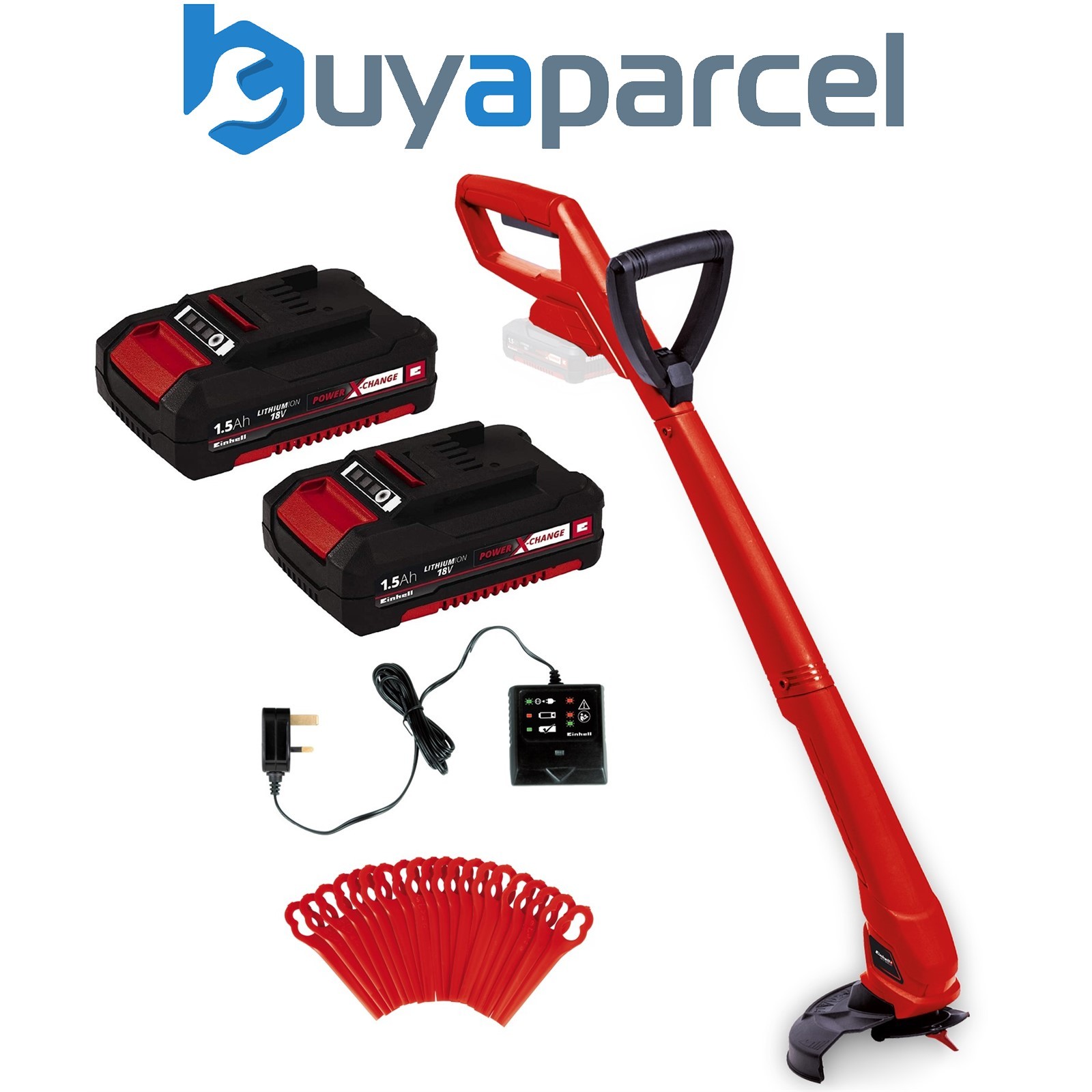 Einhell 18v Cordless Strimmer Lawn Line Trimmer 24cm GC-CT 18/24 Li P 2x Battery