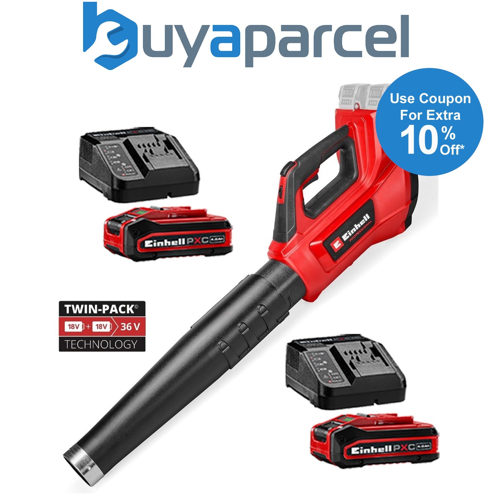 Einhell Professional Twin 18v / 36v Cordless Leaf Blower GP-LB 36/230 + X2 4AH