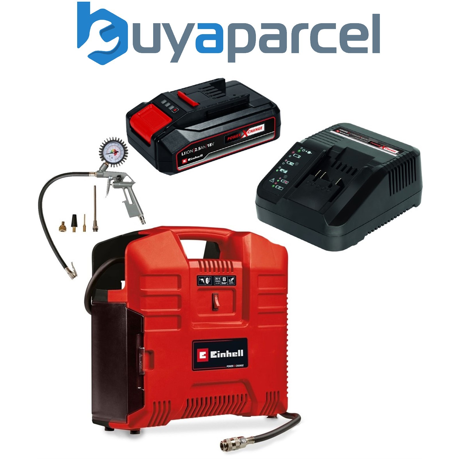 Einhell Power X-Change 18v Cordless Portable Compressor TE-AC + 2.5AH Kit
