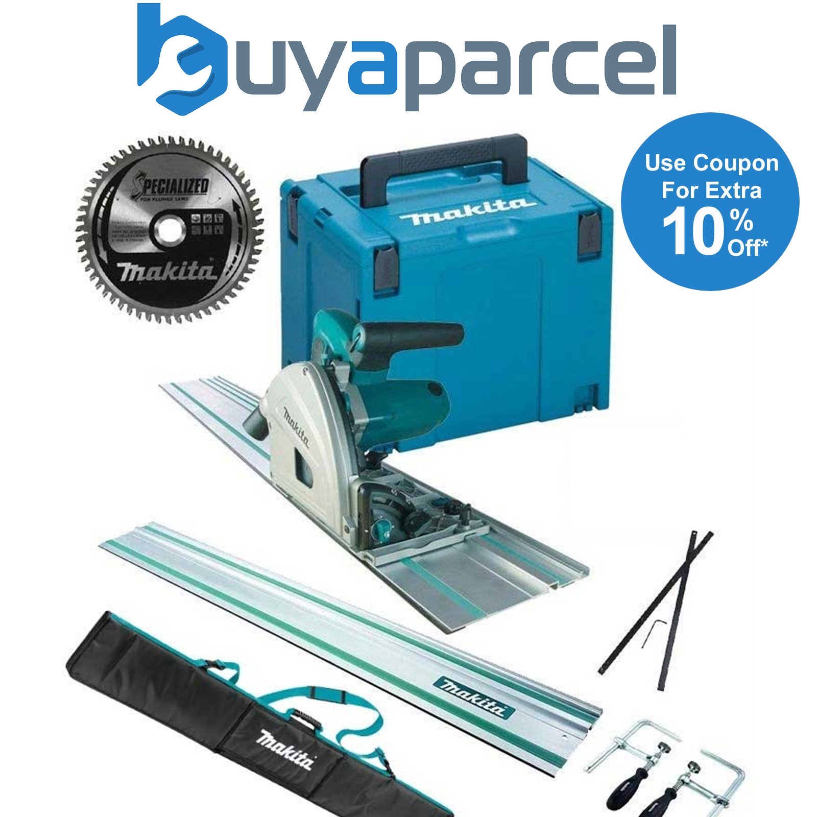 Makita SP6000K1 Plunge Cut Circular Saw 165mm 240v + 2 x Rails & Clamp + Bag