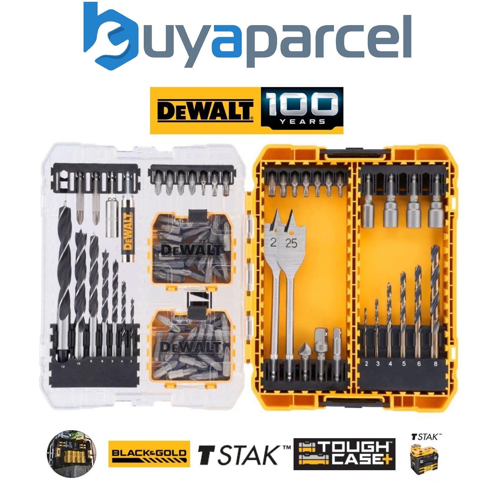 Dewalt DT70784 100 Piece Set Black Gold Speed Tip Drill Bits + Tough Case TStak