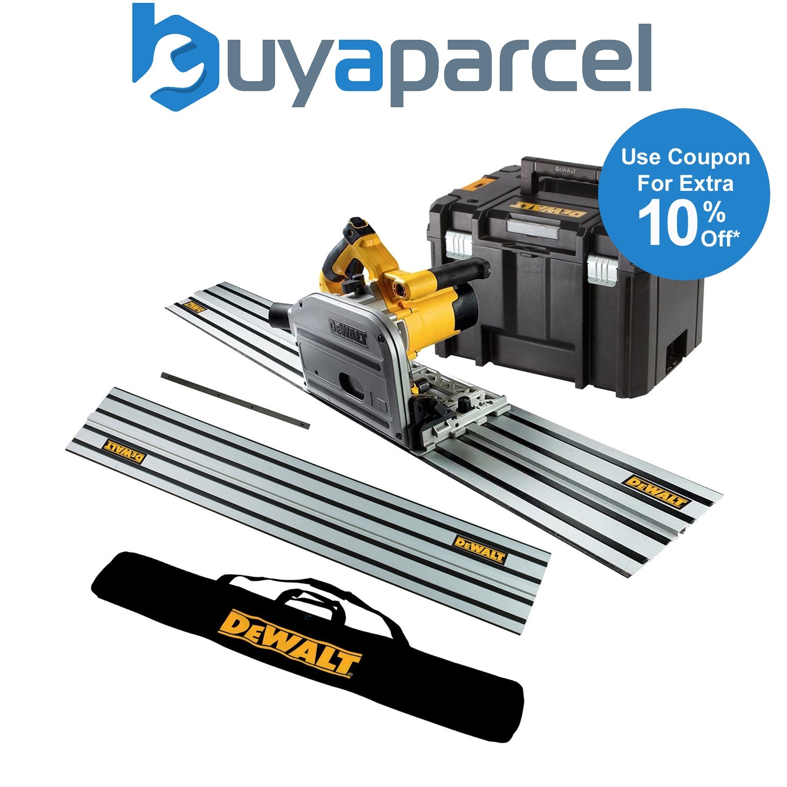 Dewalt DWS520KT Plunge Cut Circular Saw 165mm 240v + 2 x 1.5m Guide Rails + Bag