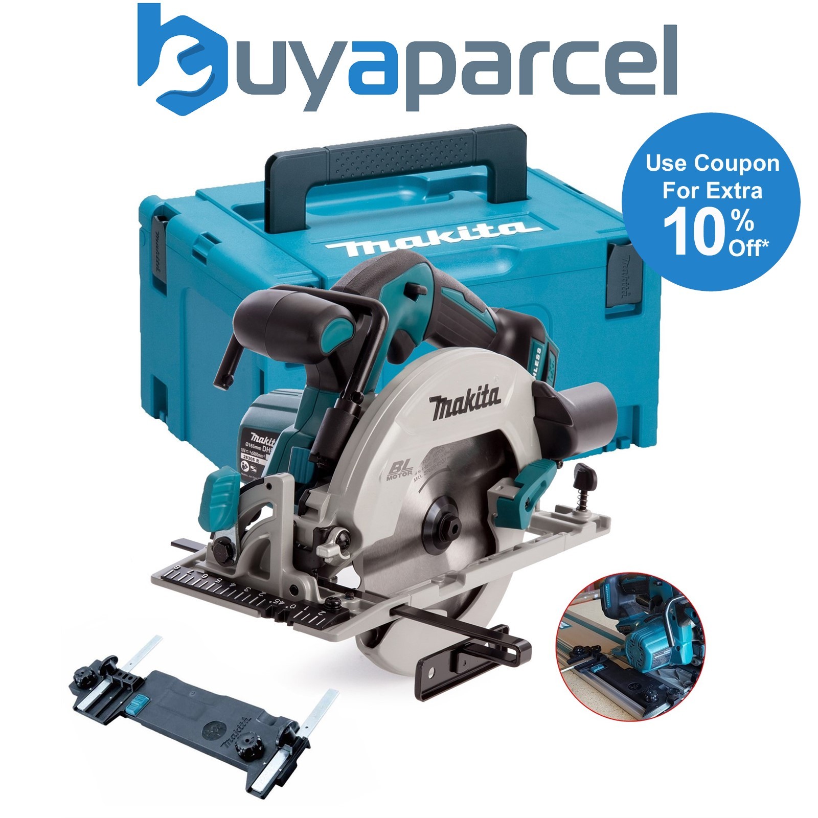 Makita DHS680ZJ 18v Brushless Circular Saw 165mm + Guide Rail Adaptor DHS680Z
