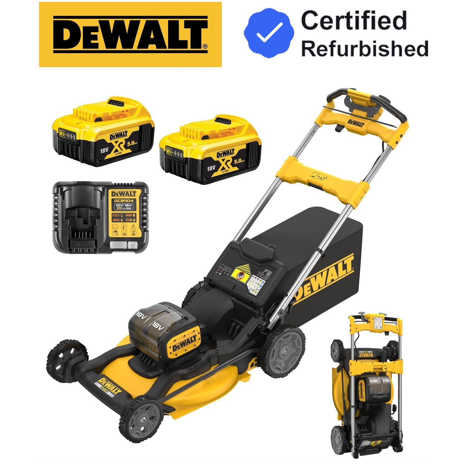 Dewalt DCMWSP156P2 XR 48cm Self Propelled Lawn Mower Rear Wheel Drive 2x 18V 5ah