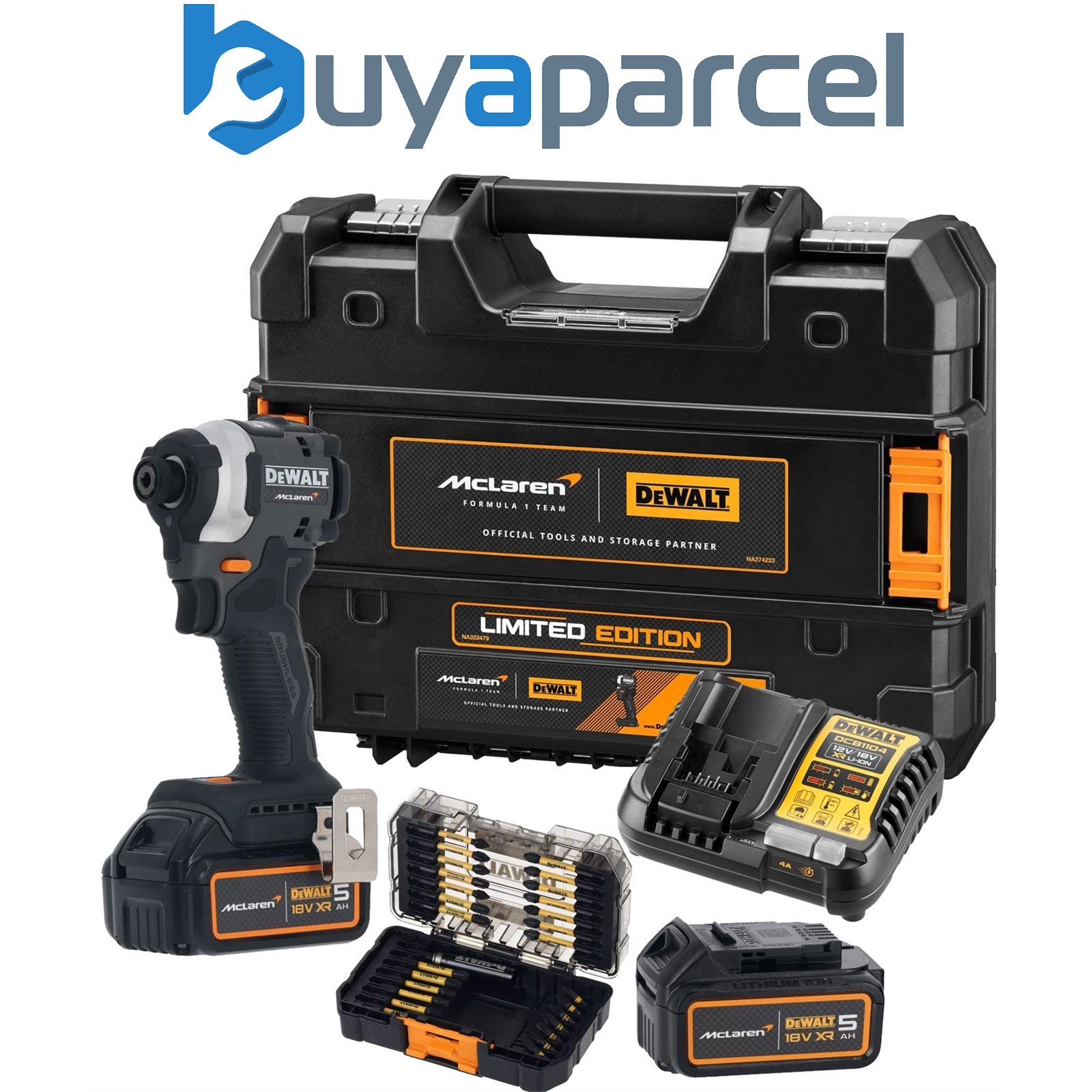 Dewalt DCF85MP2T McLaren F1 XR 18v Brushless Impact Driver 2x5.0Ah + 22 Bit Set