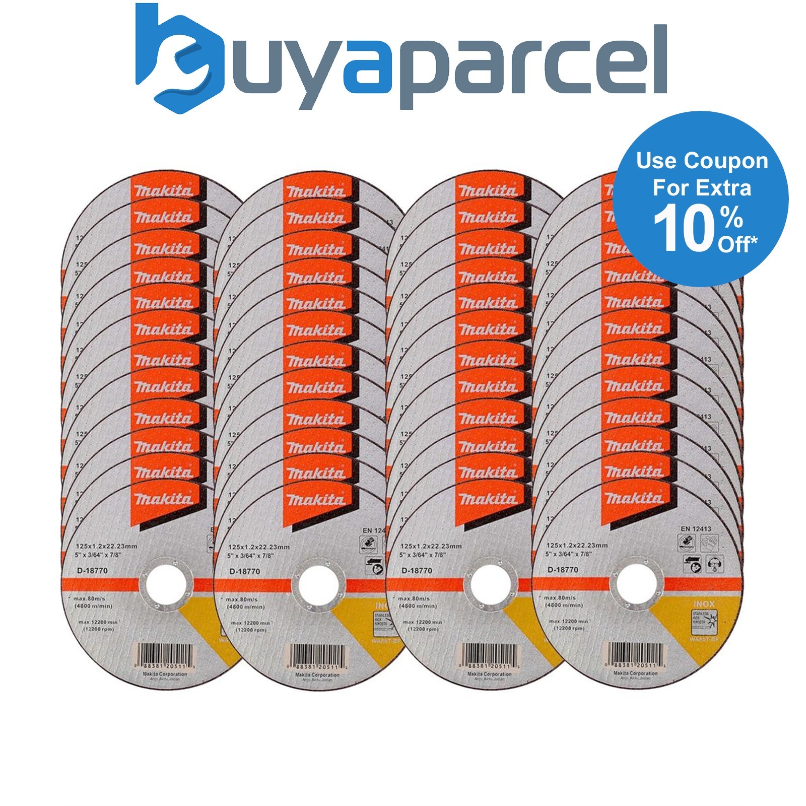 48x Makita D-18770 Fast Cutting Extra Thin Metal Grinder Disc 125mm 1.2 22.23mm