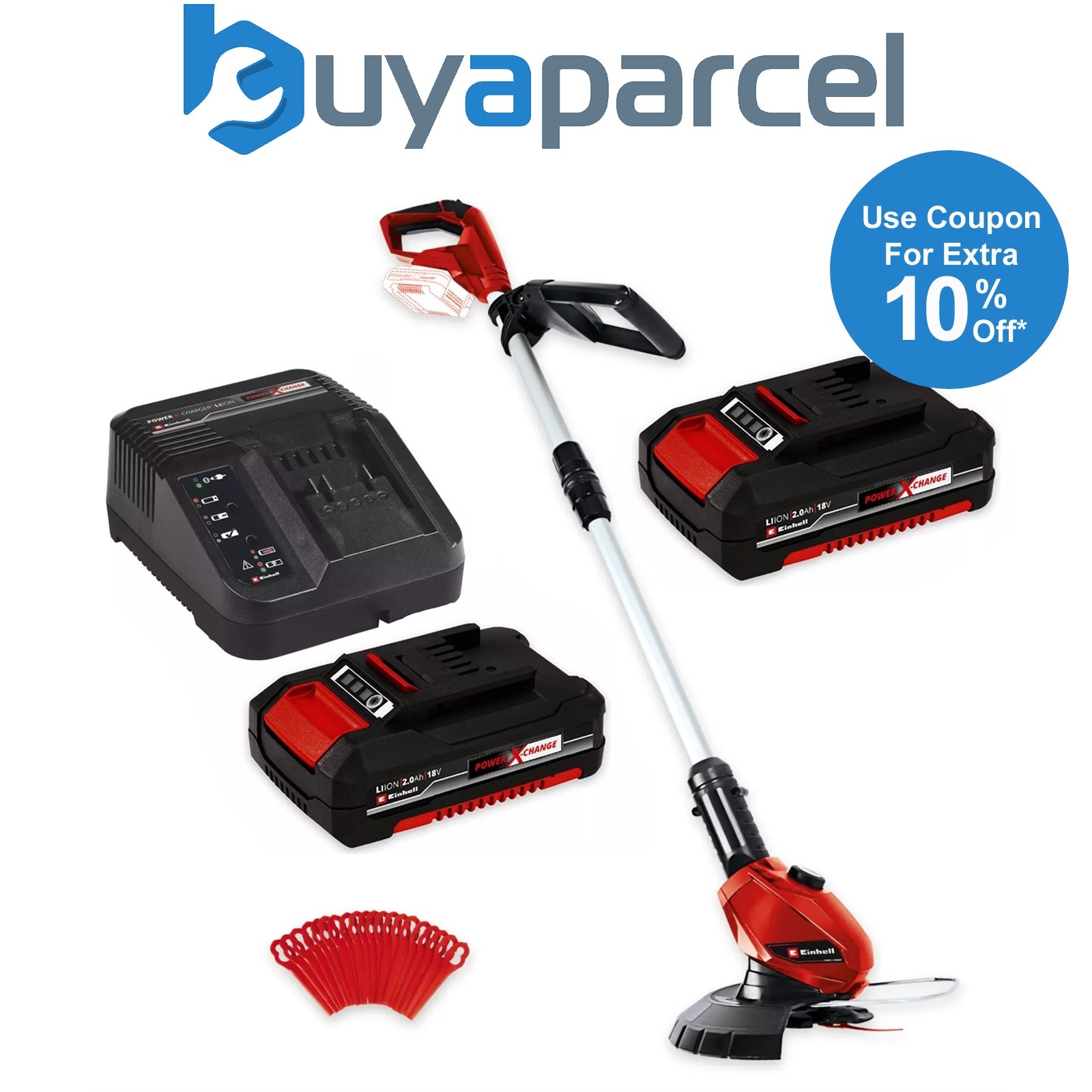 Einhell 18v Grass Strimmer Cordless Line Trimmer 24cm GE-CT 18 Li 2 x 2.0ah Batt