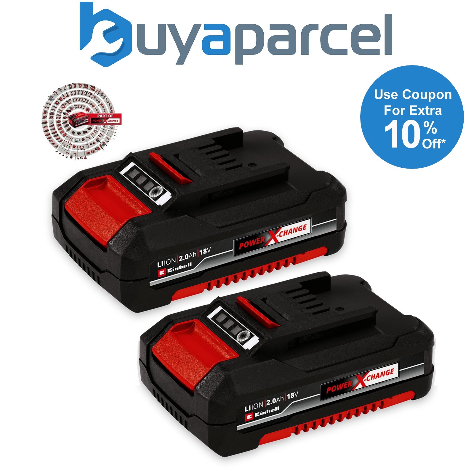 Einhell Power X Change 18v Lithium Ion 2.0ah Battery Twin Pack PX-BAT2 Ozito x 2