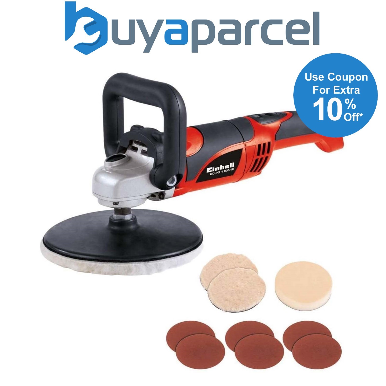 Einhell 240V 180mm Car Boat Polisher Buffer Sander 1100W CC-PO 1100/1 E 2093264