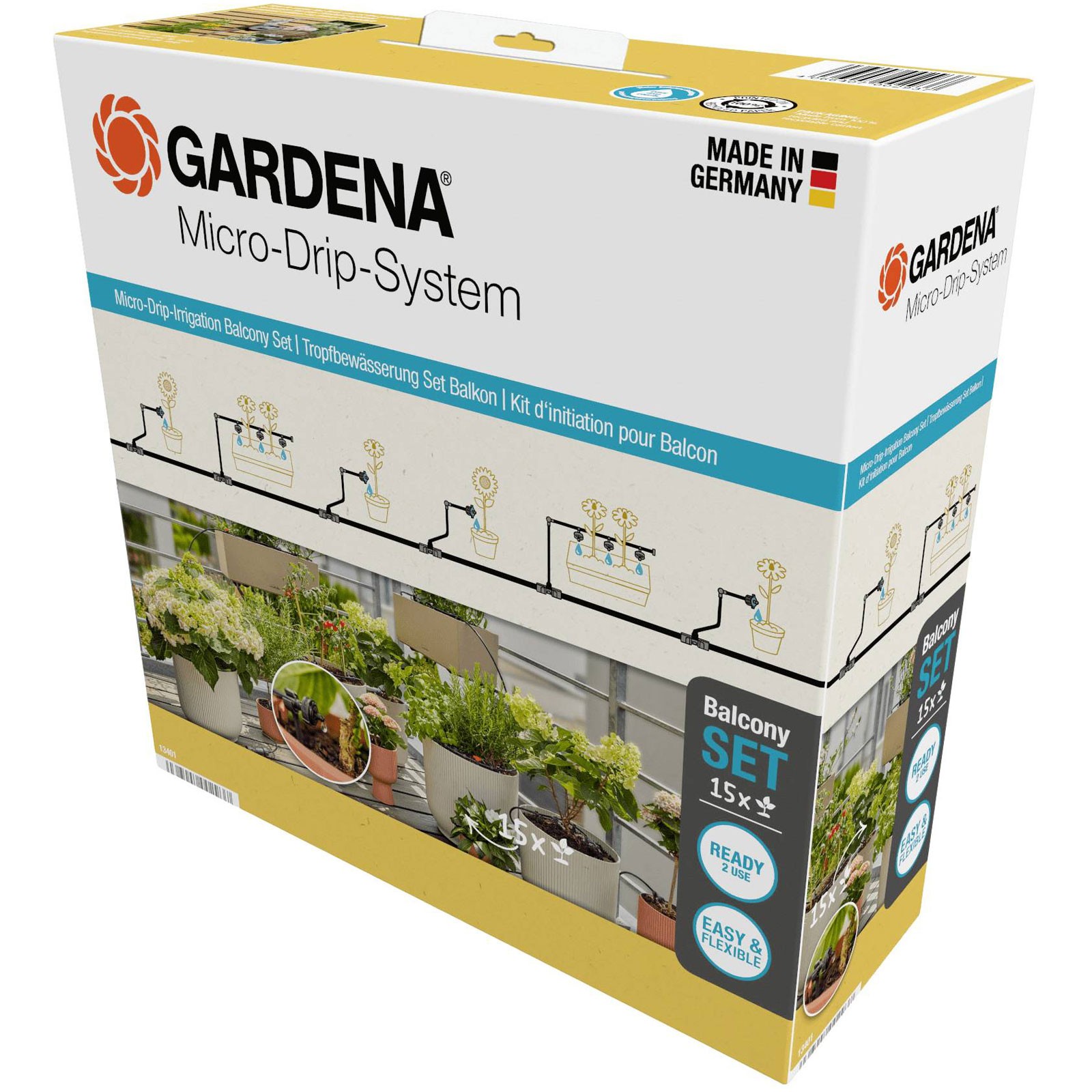 GARDENA Micro-Drip Irrigation Set: Water 15 Pots Efficiently