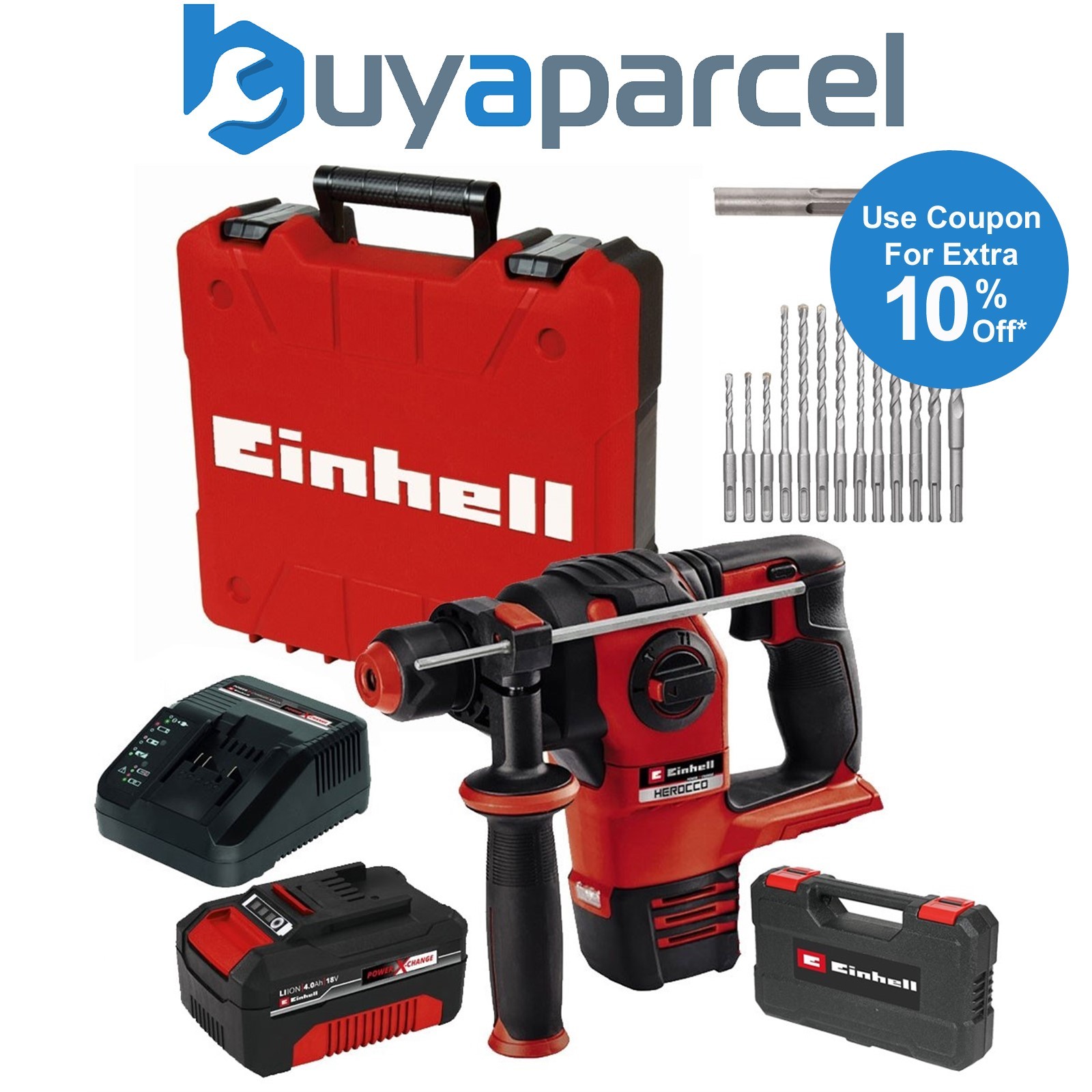 Einhell Power X-Change HEROCCO 18/20 18v SDS Brushless Rotary Hammer Drill +12PC