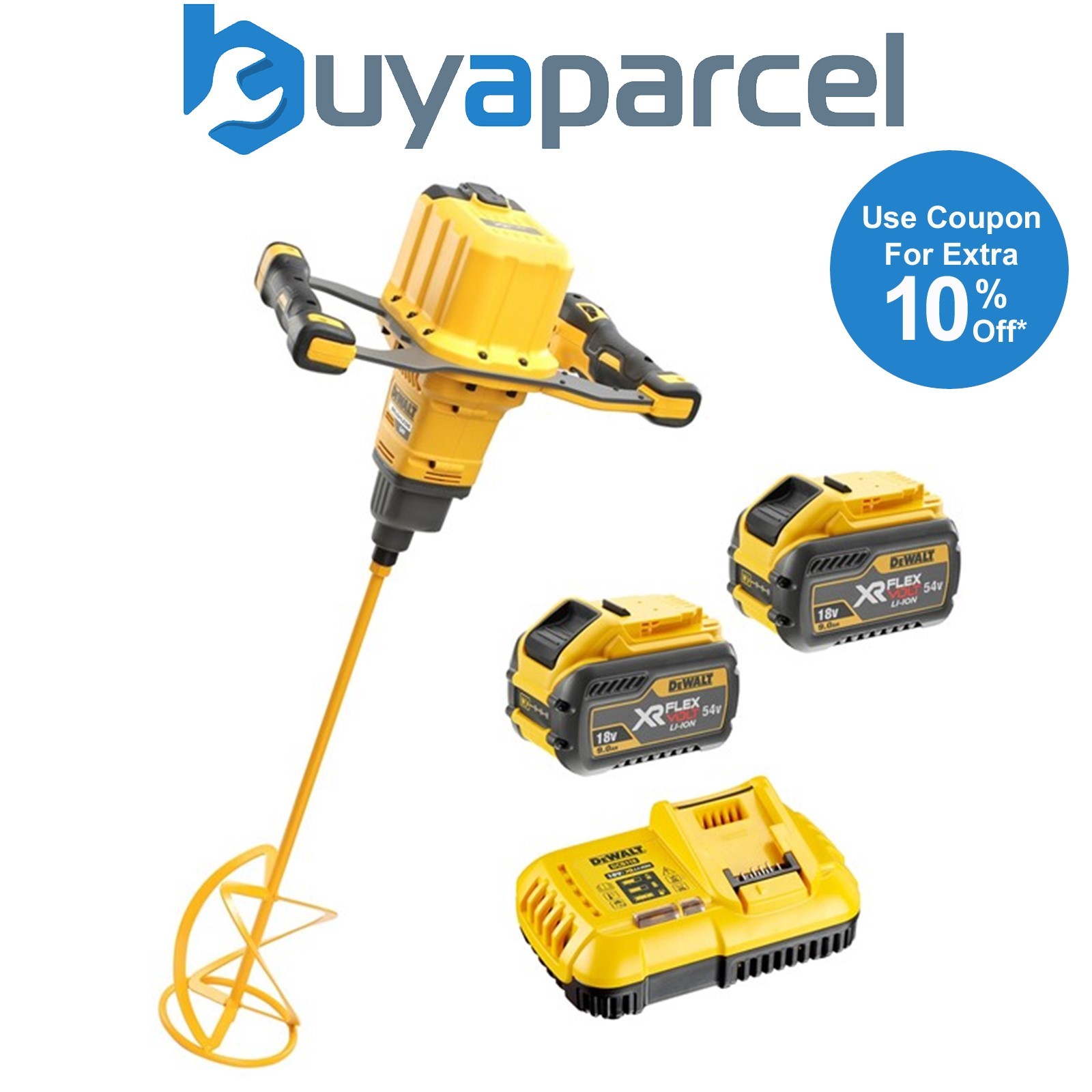Dewalt DCD240X2 54V Li-ion Brushless Cordless XR Flexvolt Paddle Mixer - 2 x 9ah
