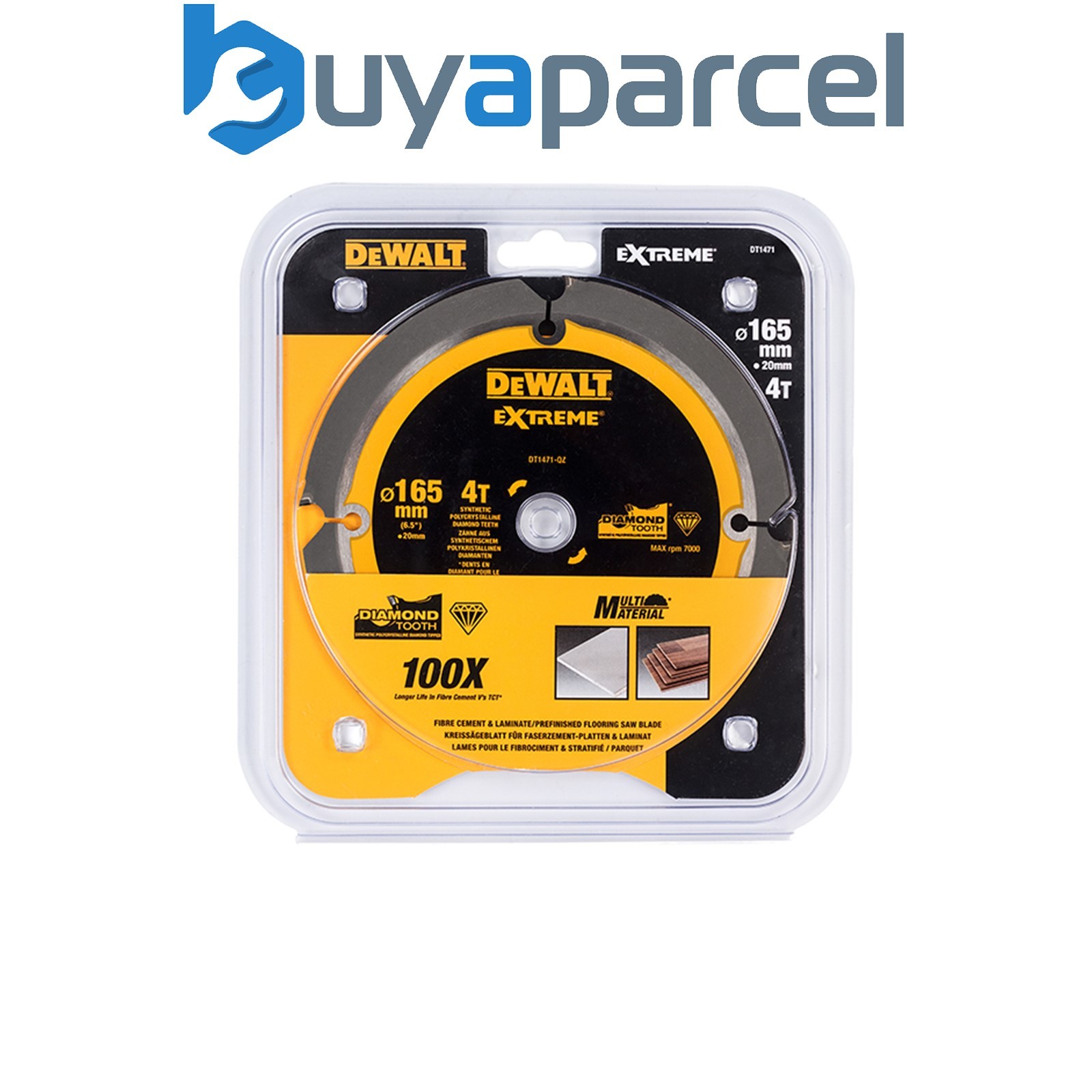 DEWALT DT1471-QZ Extreme PCD Fibre Cement Saw Blade 165 x 20mm x 4T DEWDT1471QZ