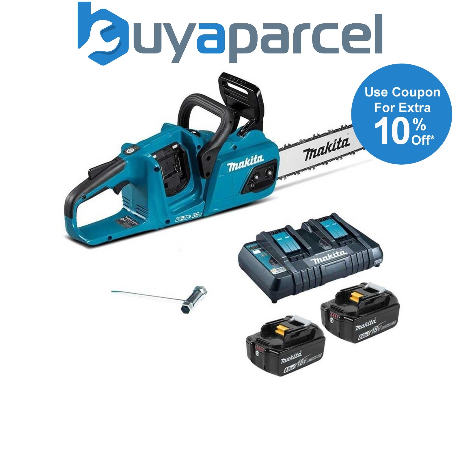 Makita DUC355 Twin 18v / 36v LXT Cordless 35cm 14" Chainsaw Lithium 2 x6.0Ah