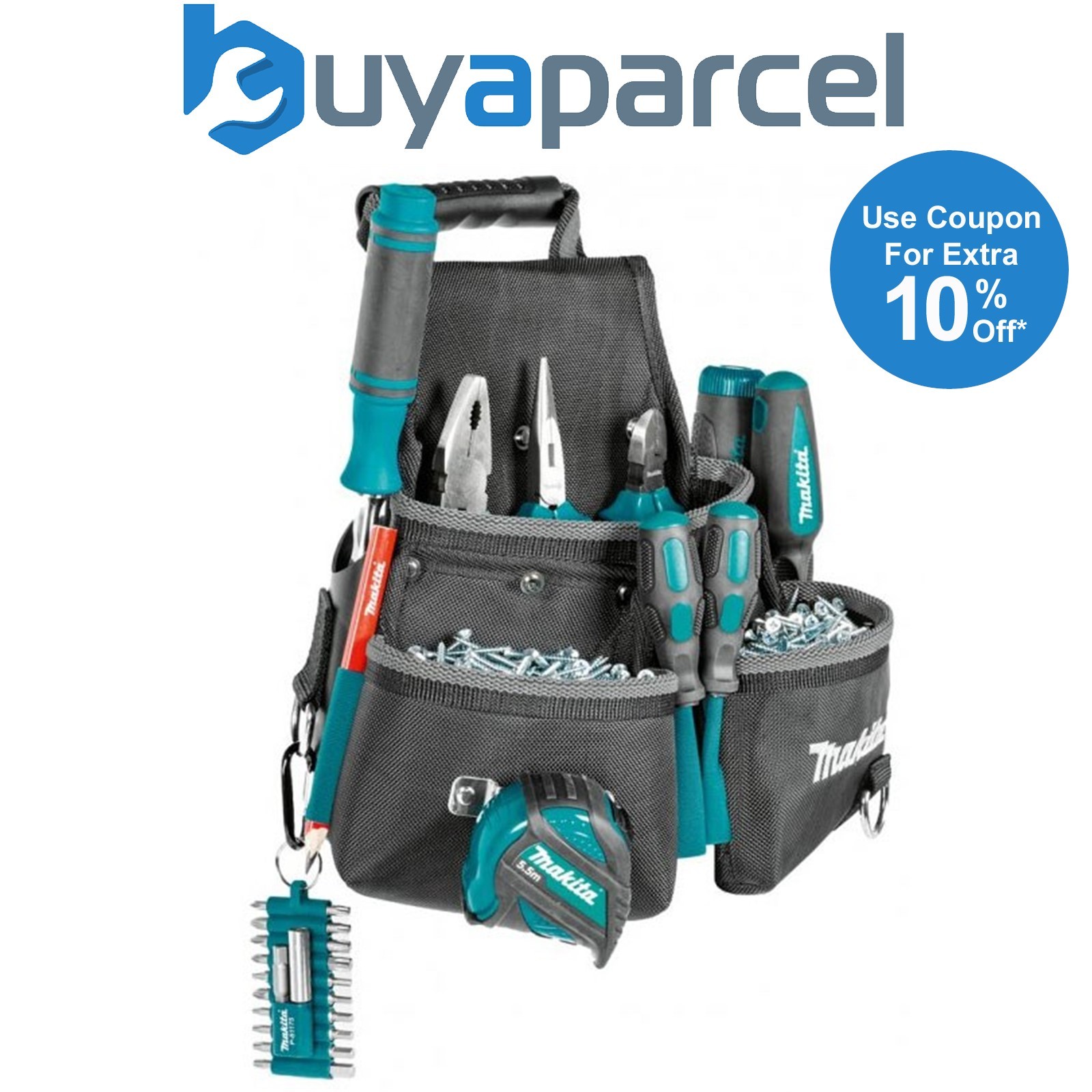 Makita E-15207 3 Pocket Screw Nails Fixings Tool Belt Holder Pouch Strap System