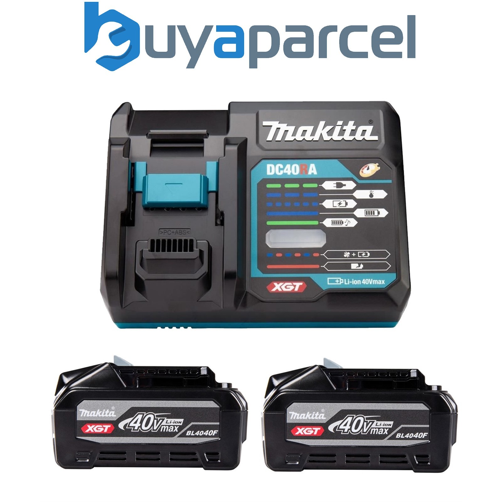 Makita BL4040F X 2 40V Max 4Ah Li-ion XGT Batteries + DC40RA 40V Fast Charger