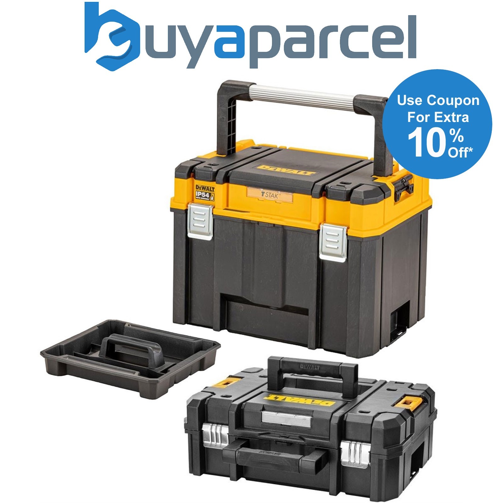 Dewalt DWST83343-1 Deep TSTAK 2.0 Organiser Storage Box Tote + DWST1-70703 Case