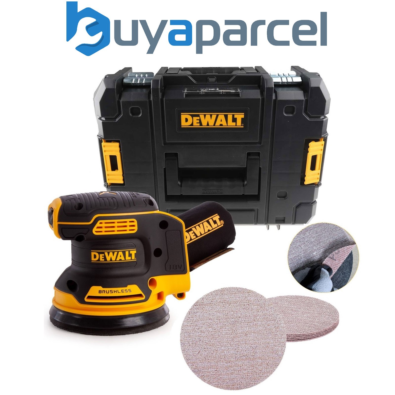 Dewalt DCW210NT Cordless Brushless 18v XR Random Orbital Sander 125mm + 5 x Mesh