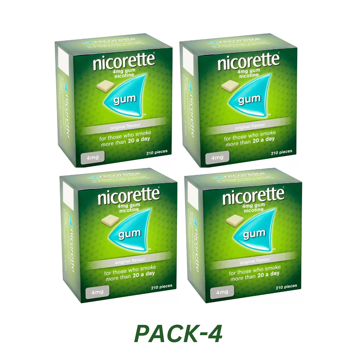 Nicorette Chewing Gum Orginal 4mg Quantity 210 Pieces x4