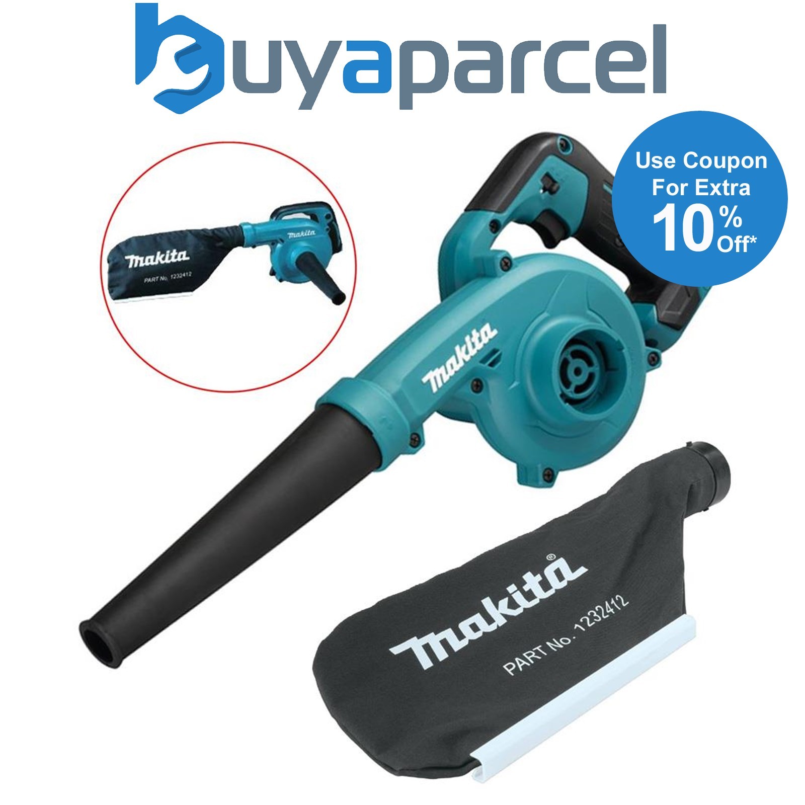 Makita UB100DZ 12v CXT Cordless Garden Leaf Blower Dust Vacuum + Collection Bag