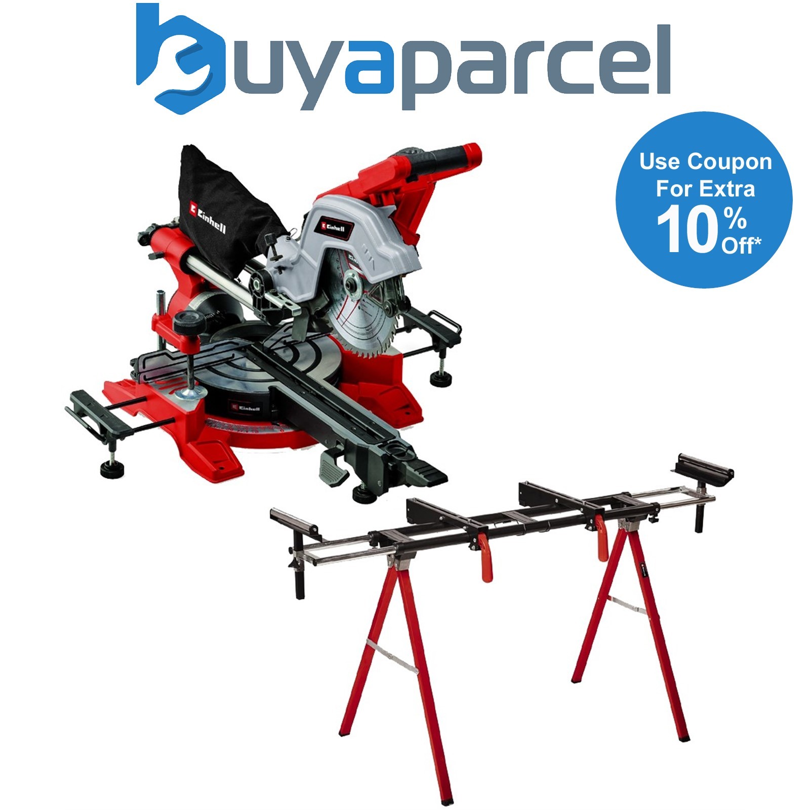 Einhell Sliding Mitre Saw 216mm Double Bevel Dual Sided 240v + Laser +1608 Stand