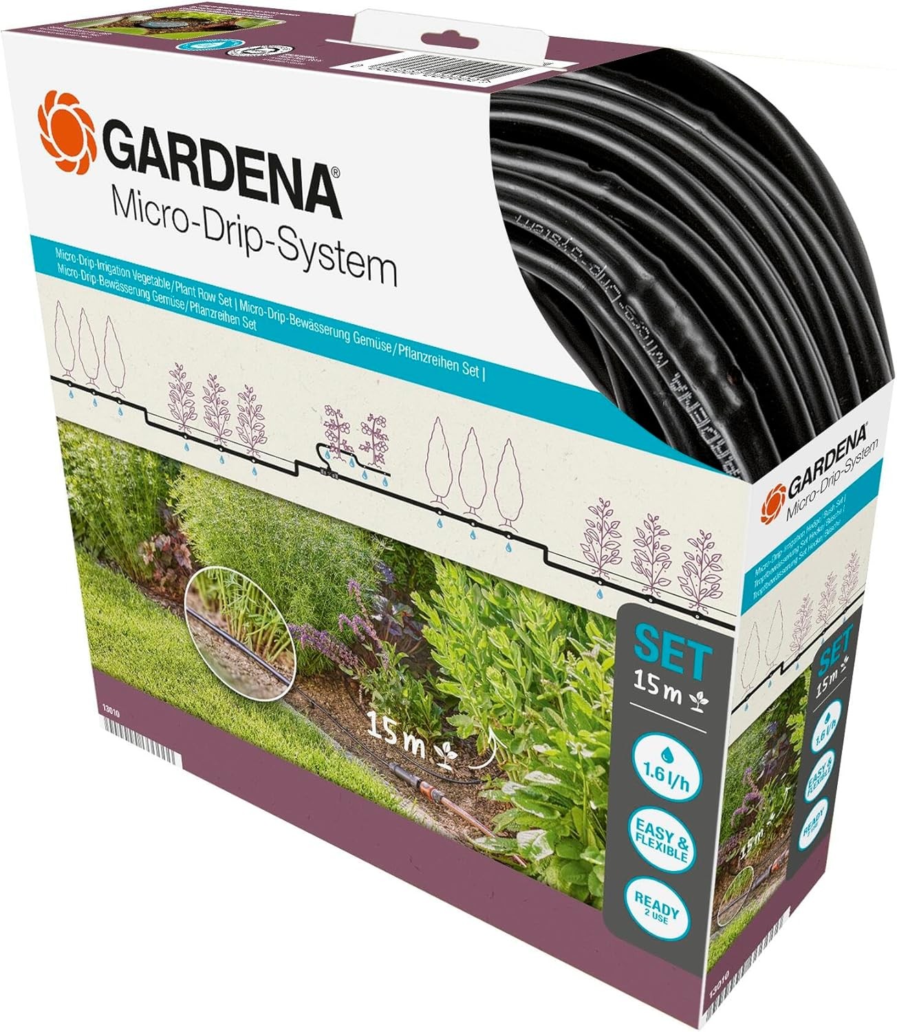 GARDENA Starter Set Rows of Plants S: Micro-Drip System for water-saving irriga