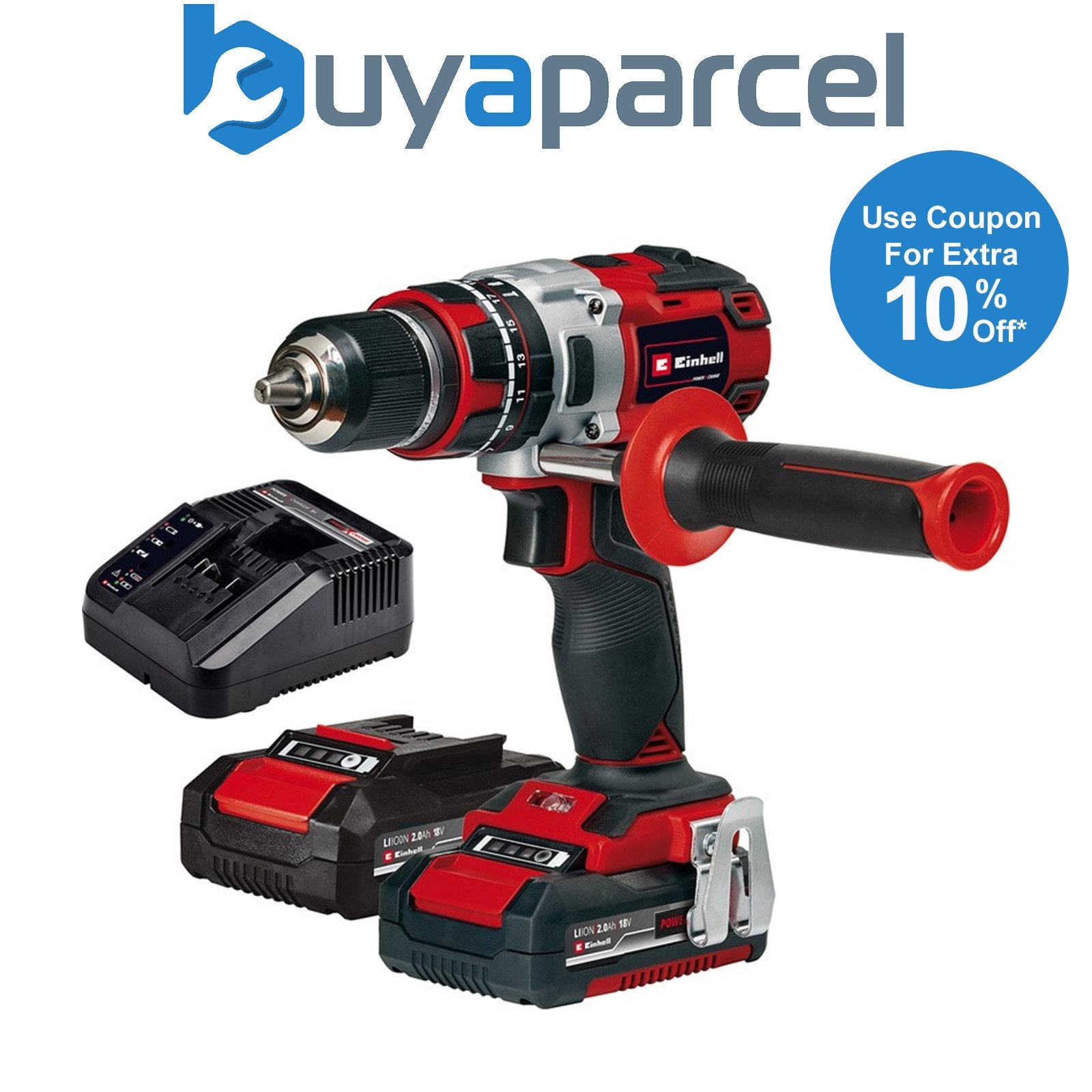 Einhell TE-CD Brushless Cordless Combi Drill PXC 18v Metal Chuck 2x 2ah Battery