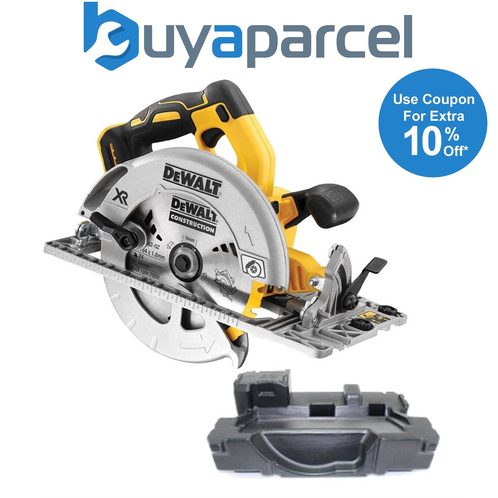 Dewalt DCS572N 18v XR Brushless 184mm Circular Saw + Guide Rail Base Bare Unit