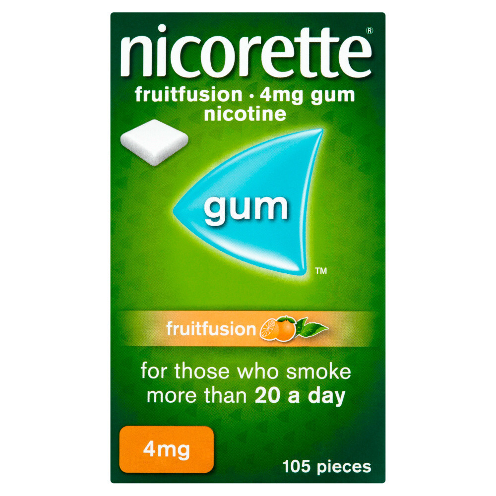 Nicorette 4mg Fruit Fusions Gum 105 Pieces Nicotine Replacement for Smoking