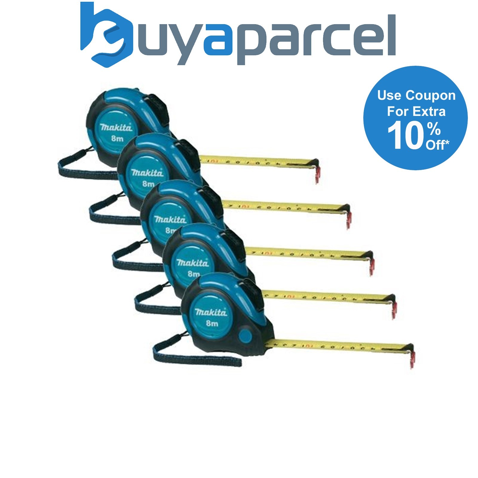 5 x Makita P-73003 Autolock 8m Measuring Tape Measure 8 Metres Metric Imperial