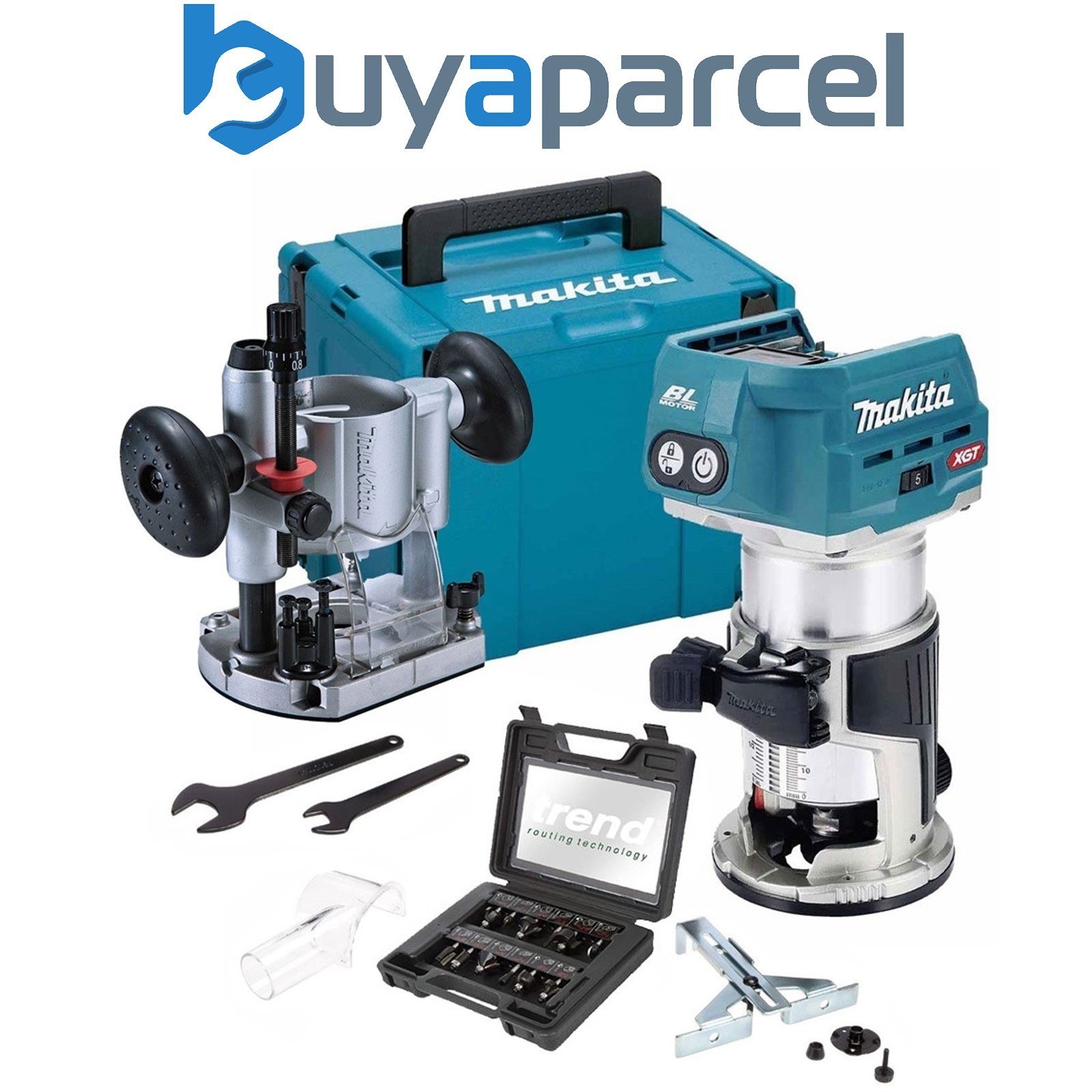 Makita RT001GZ20 40v XGT Brushless Cordless 1/4" Router + Plunge Base +12P Trend