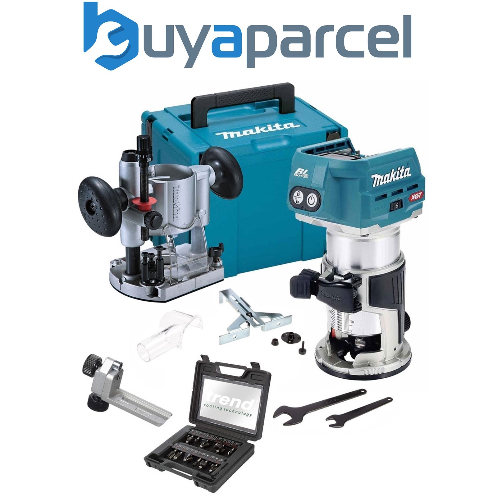 Makita RT001GZ21 40v XGT Brushless Cordless 1/4" Router + Plunge Base +12P Trend