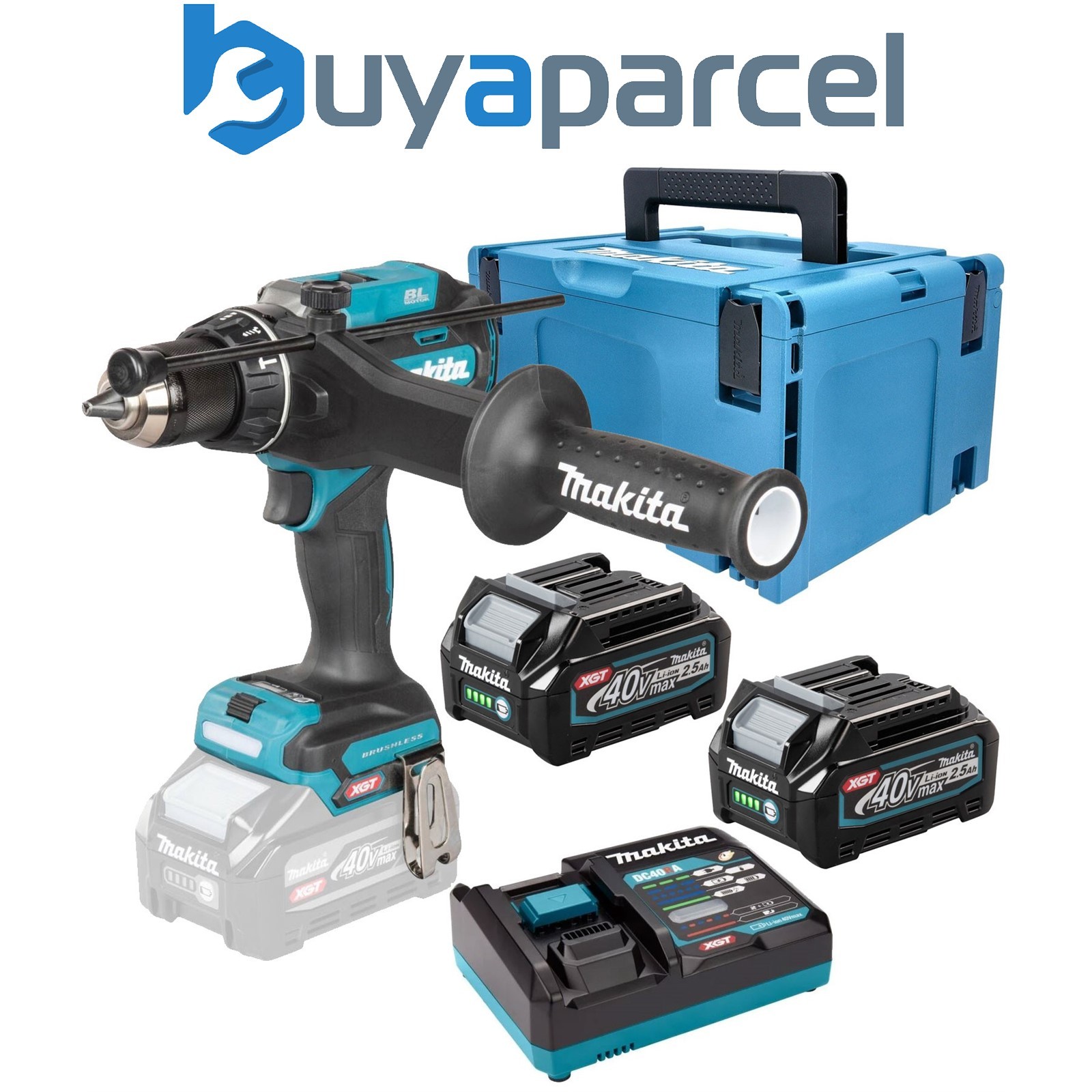 Makita HP003 40V Max XGT Brushless Combi Hammer Drill 180Nm 3 Speed +2 Batteries