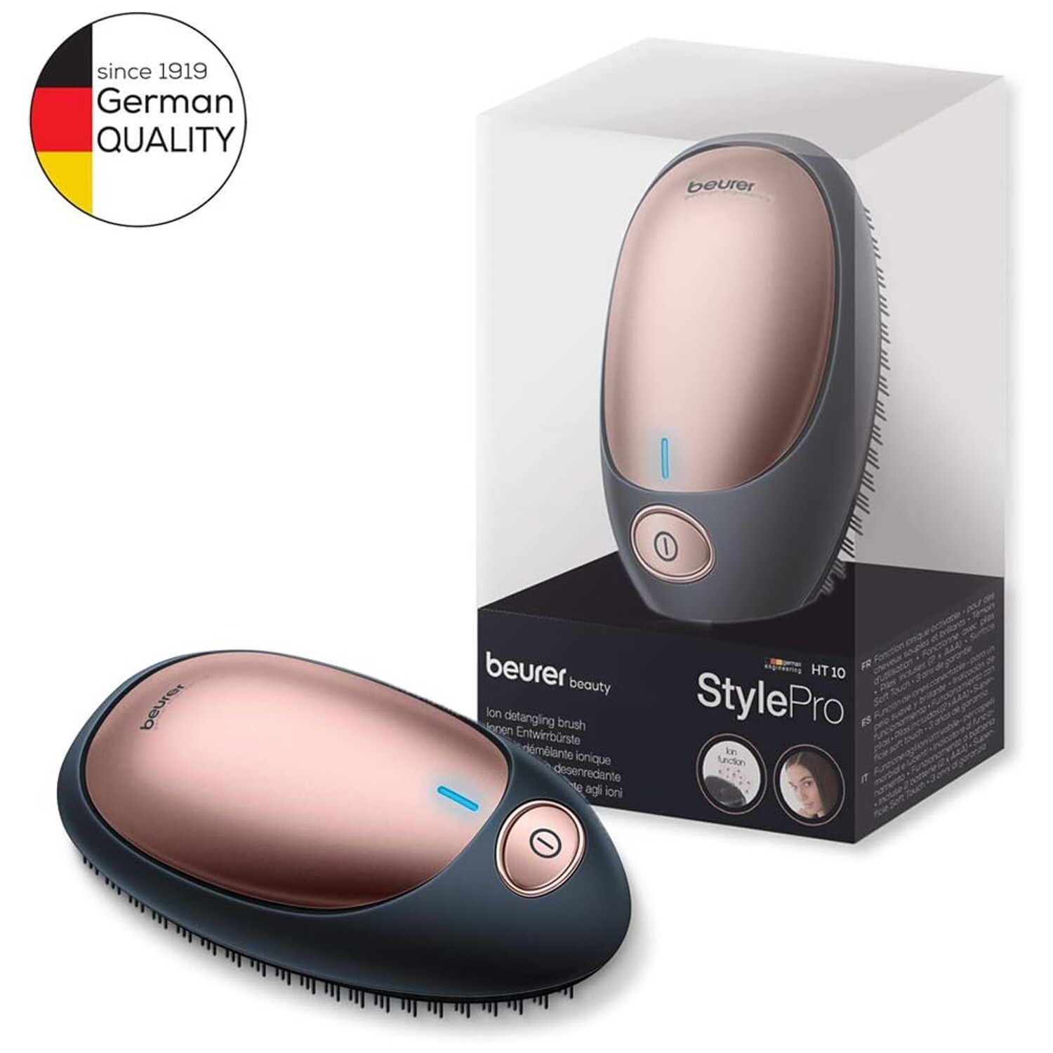 Beurer Ionic Detangling Brush with ion Technology for Smooth & Shiny Hair - HT10