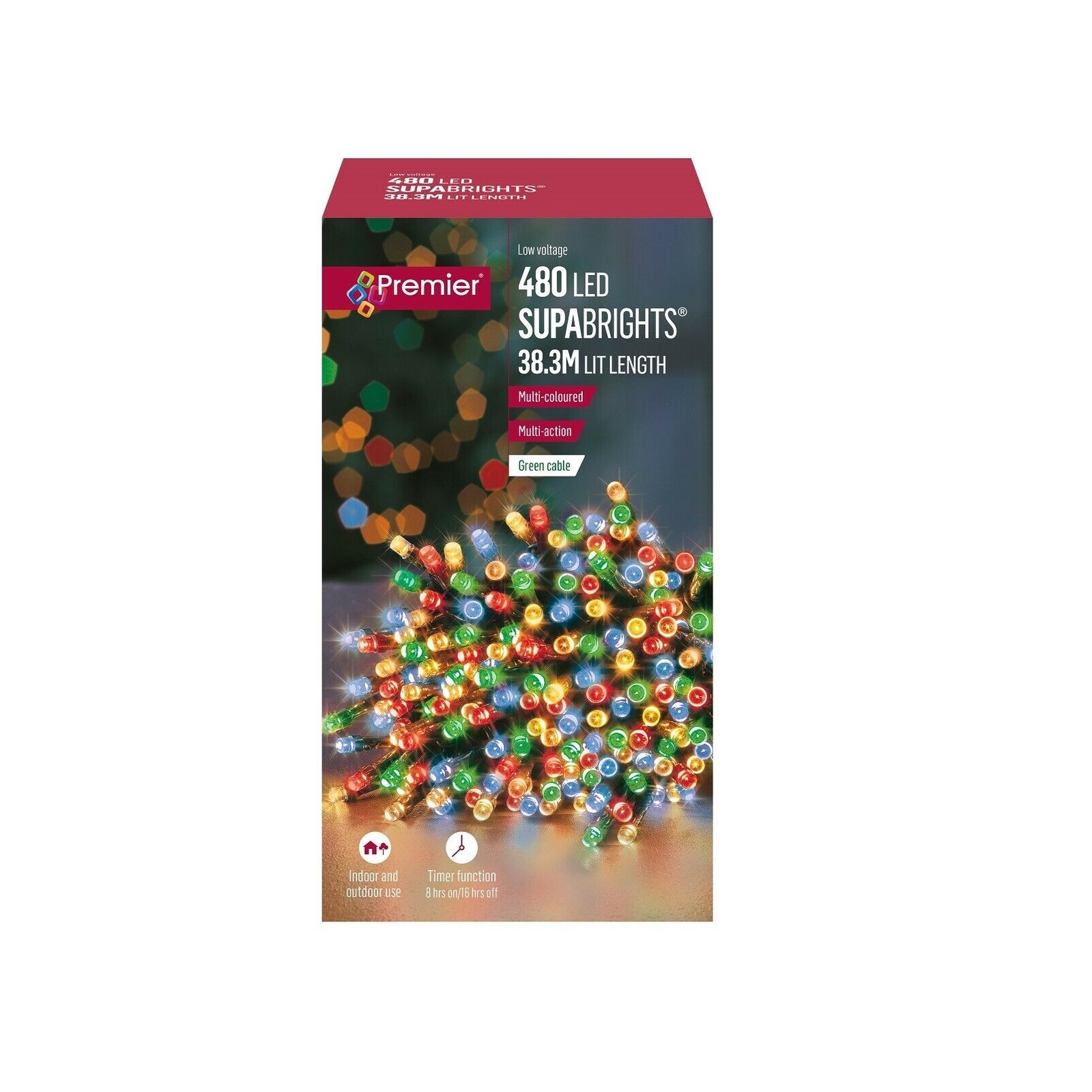 Multi Colour LED Christmas Lights Premier 480 Supabright LED String Lights 38.3M