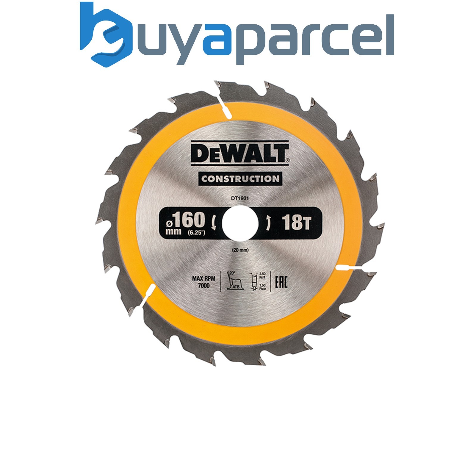 Dewalt DT1931-QZ Portable Construction Circular Saw Blade 160 x 20mm x 18T