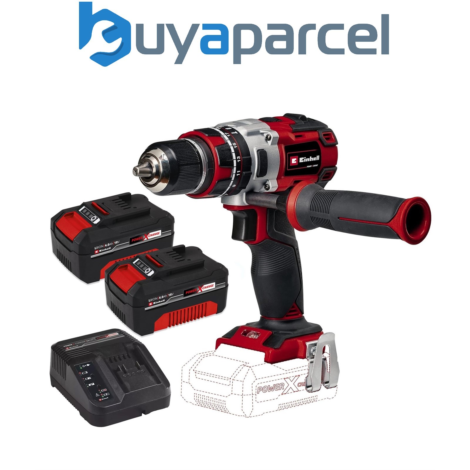 Einhell TE-CD Brushless Cordless Combi Drill PXC 18v Metal Chuck 2x 4ah Battery