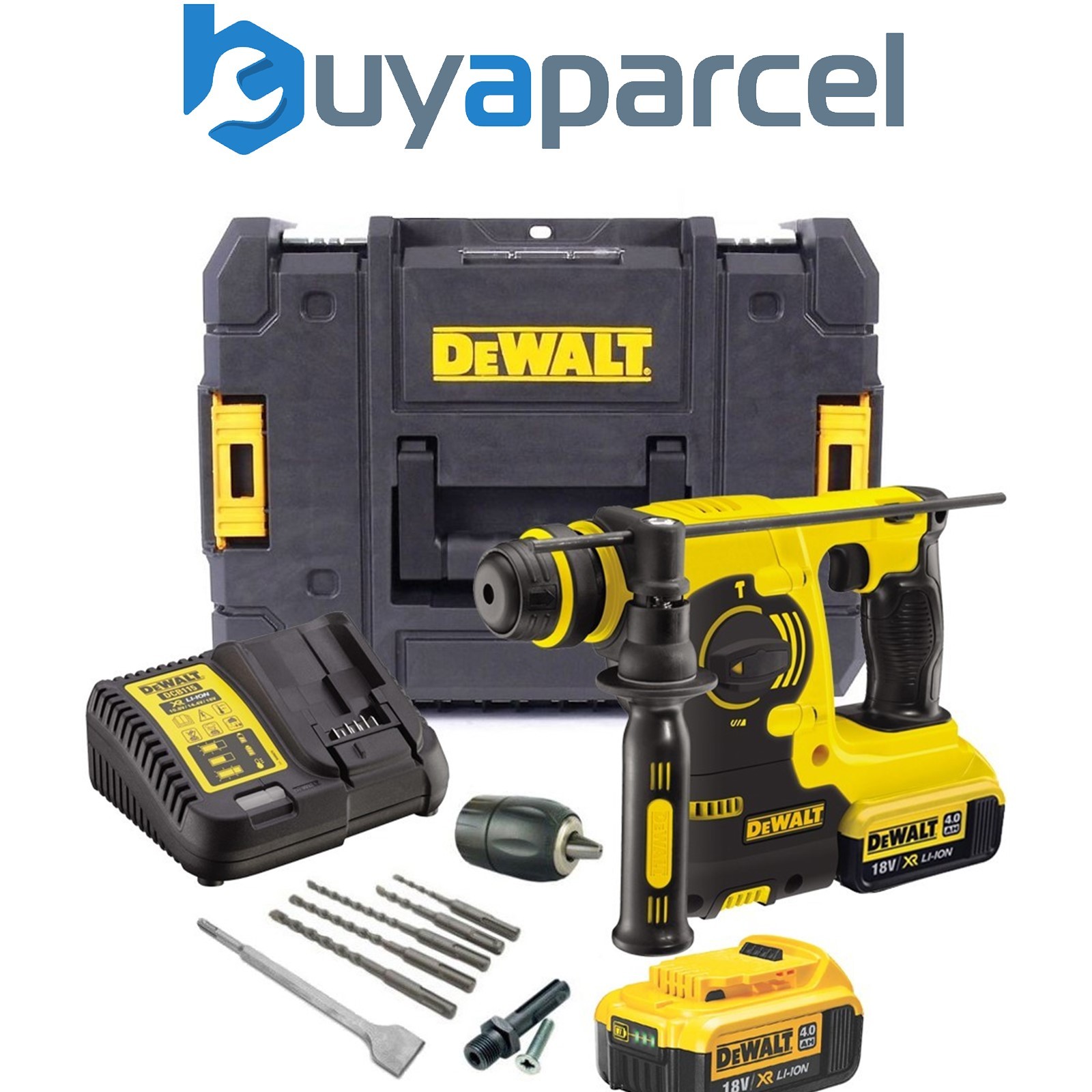 Dewalt DCH253M2 18v 3kg SDS Plus Hammer Drill, 2 x 4.0ah Batt, Charg, Drill Bits