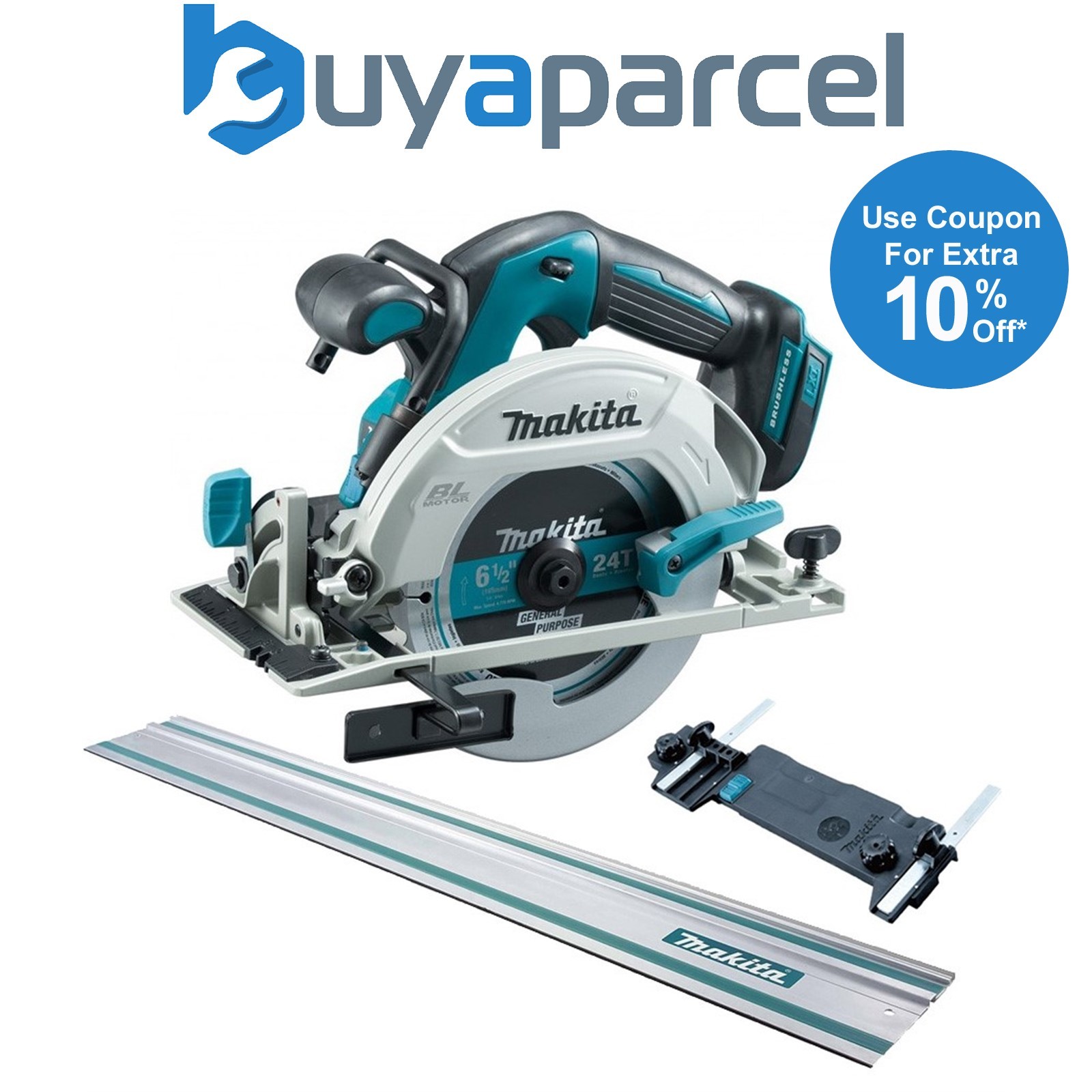 Makita DHS680Z 18v Lithium Brushless Circular Saw 165mm Bare Tool + Guide Rail