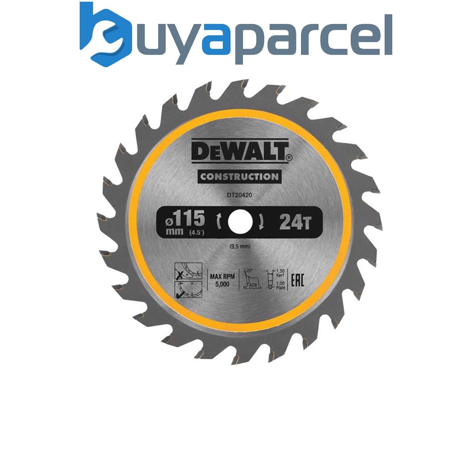 Dewalt DT20420-QZ DT20420 TCT Construction Circular Saw Blade 115 x 9.5mm x 24T