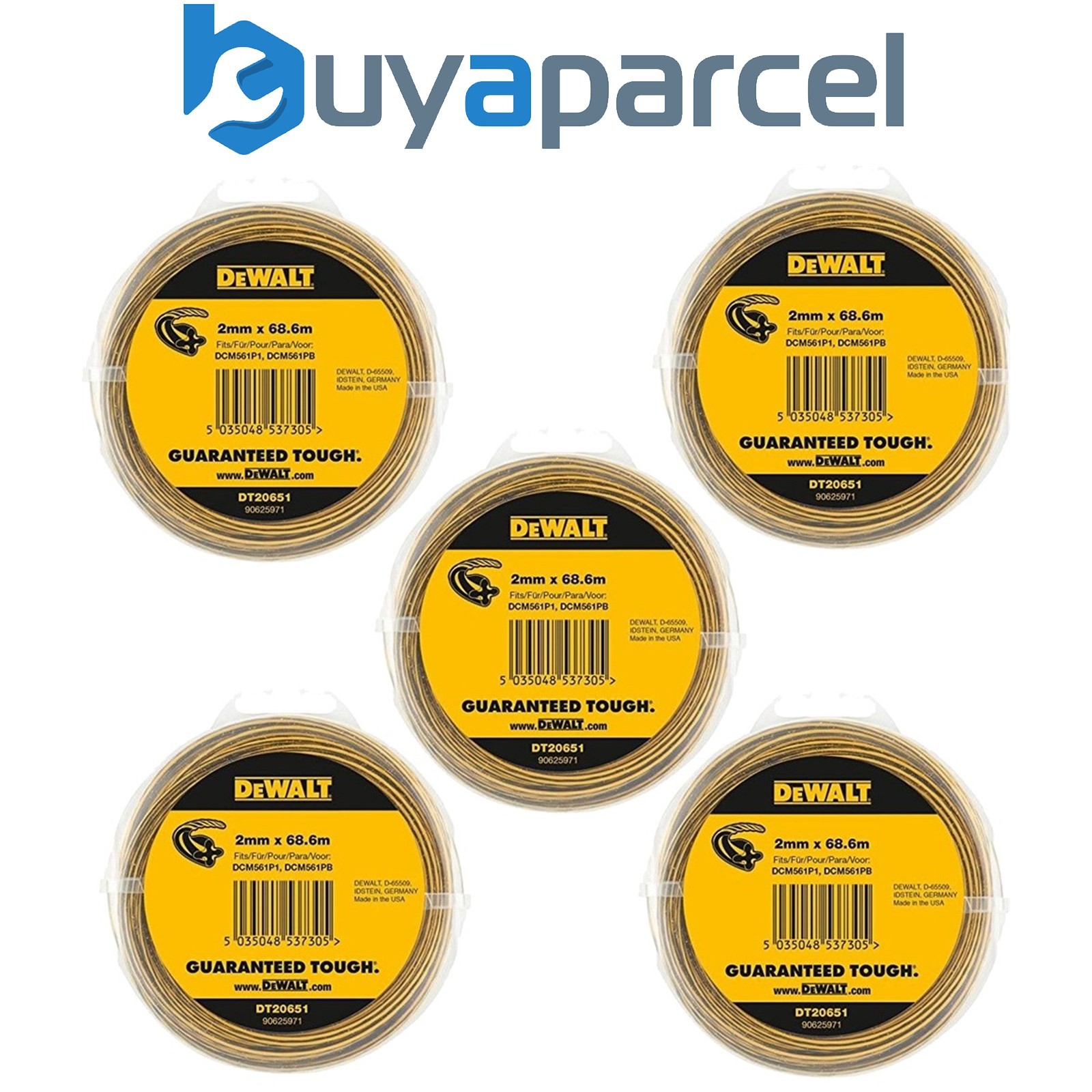 5x Dewalt DT20651-QZ Line Trimmer Wire 2mm 68.6m Dewalt DCM561 DCM561P1 DCM561PB