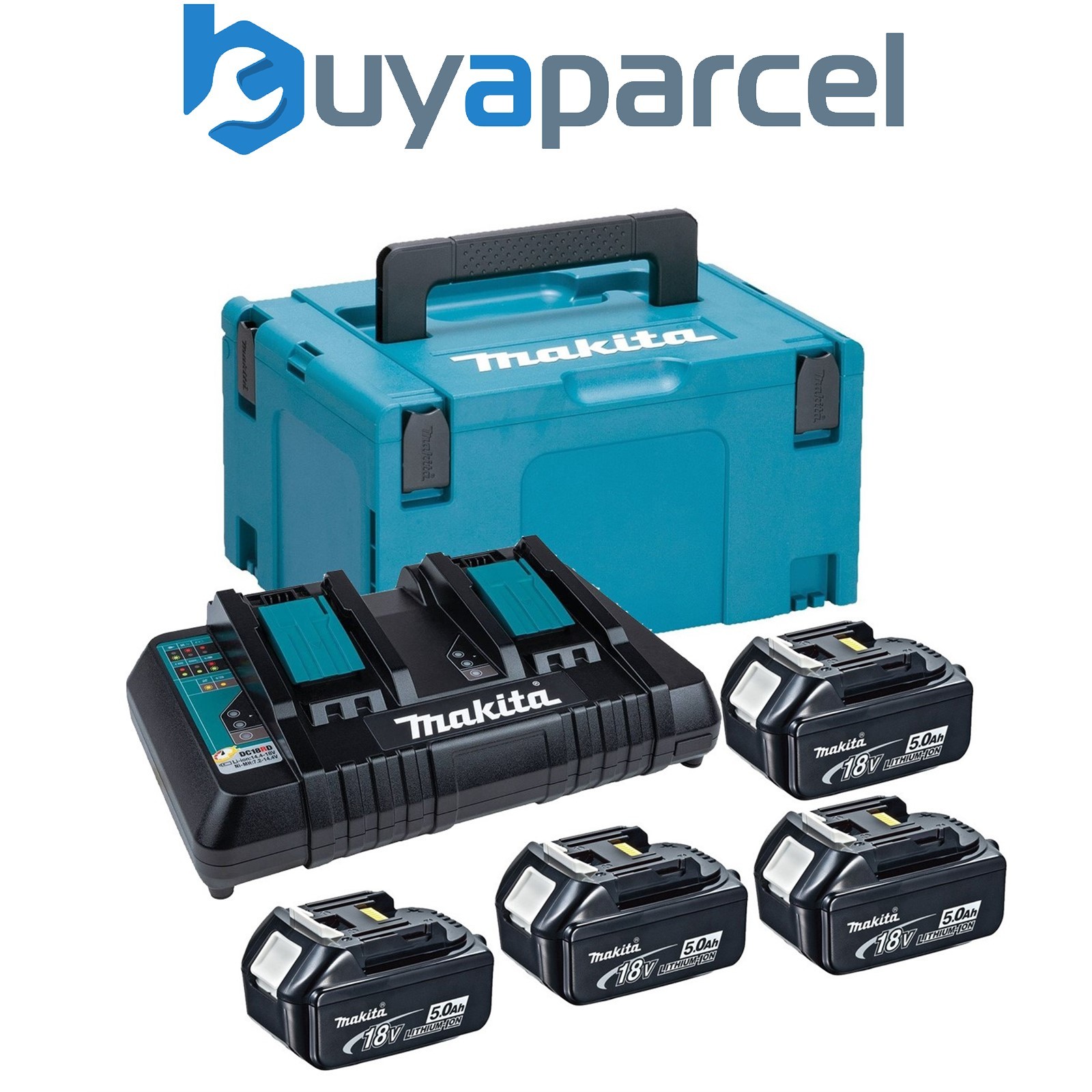 Makita Power Source Kit BL1850 18v 4x5ah Batteries DC18RD Dual Charger + Makpac