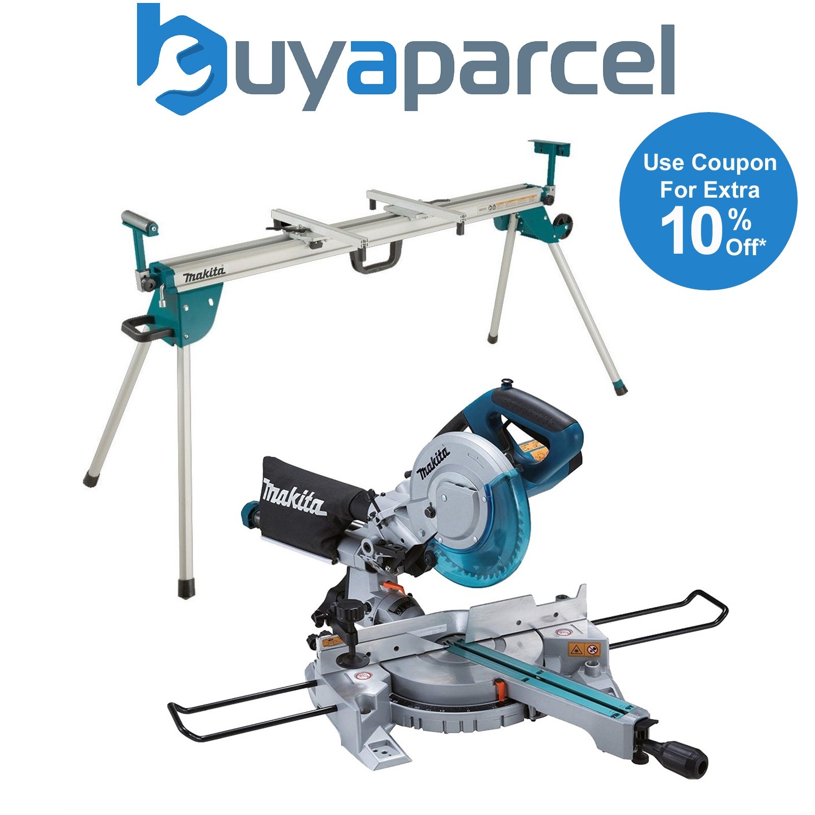 Makita LS0815FL 240v 216mm Slide Compound Mitre Saw + WST07 Extendable Stand