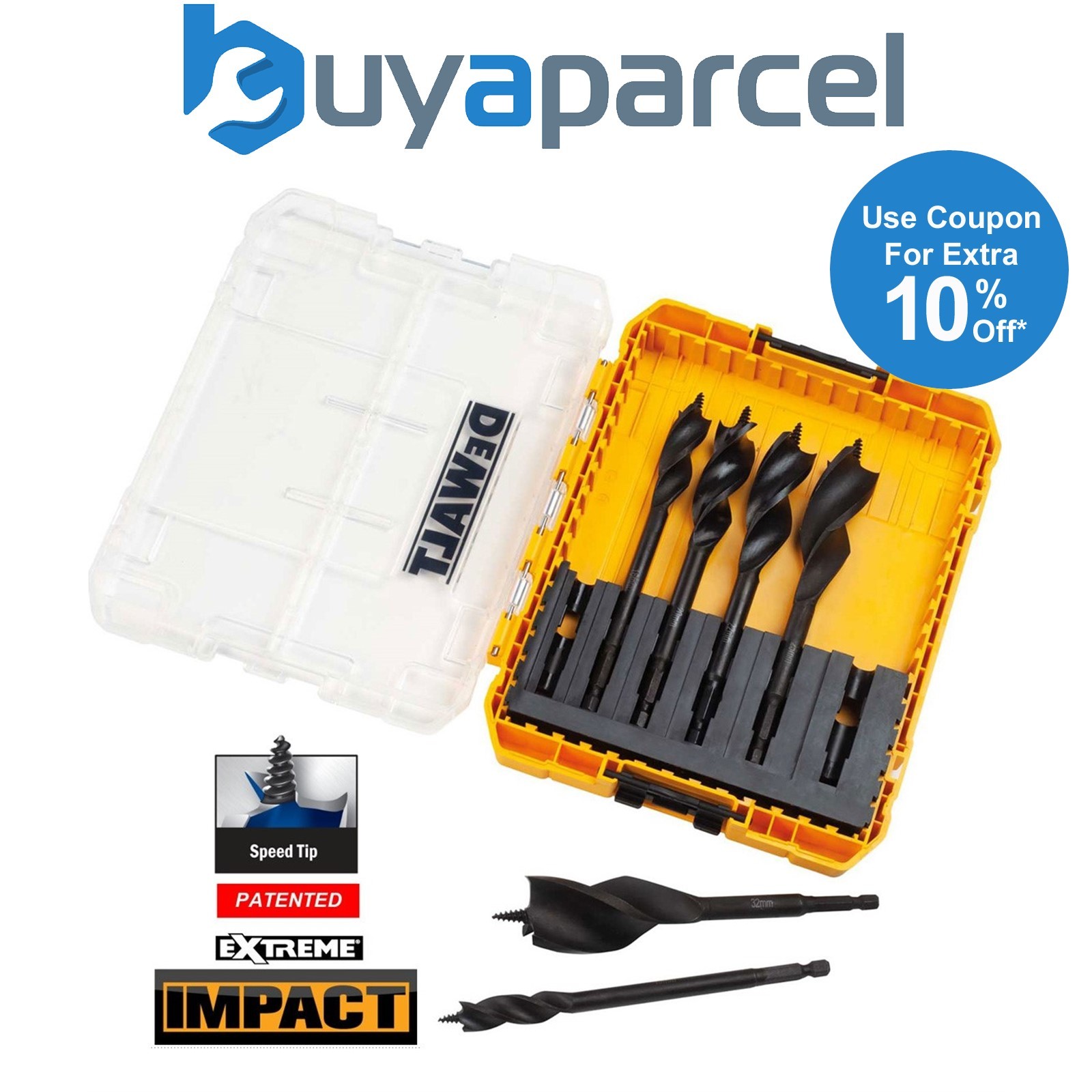 Dewalt DT90238 Tri Flute Impact Ready Auger Bit 6 Piece Set 150mm - Tough case