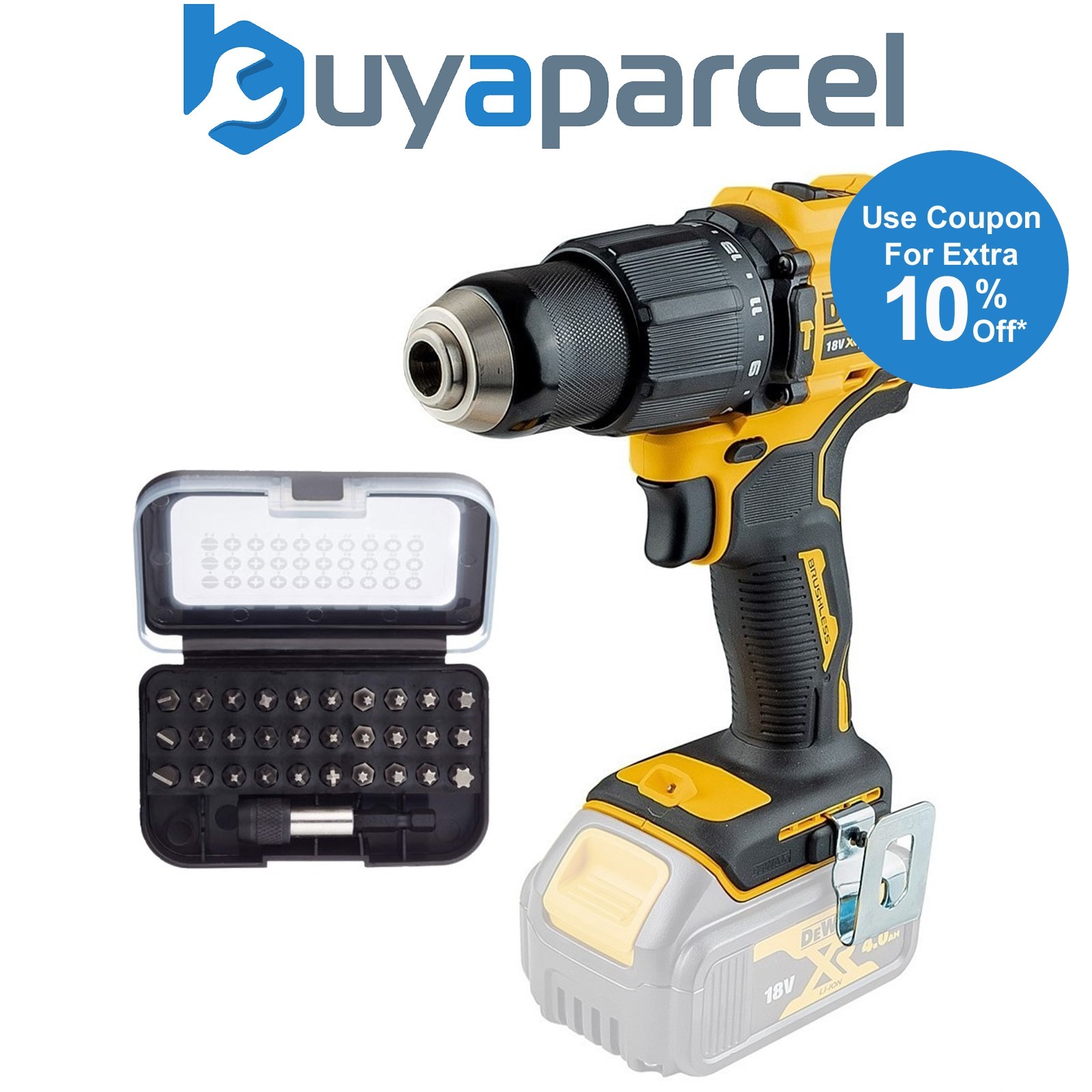 Dewalt DCD709N 18v XR Li-Ion Brushless Compact Combi Hammer Drill + 32pc Acc Set